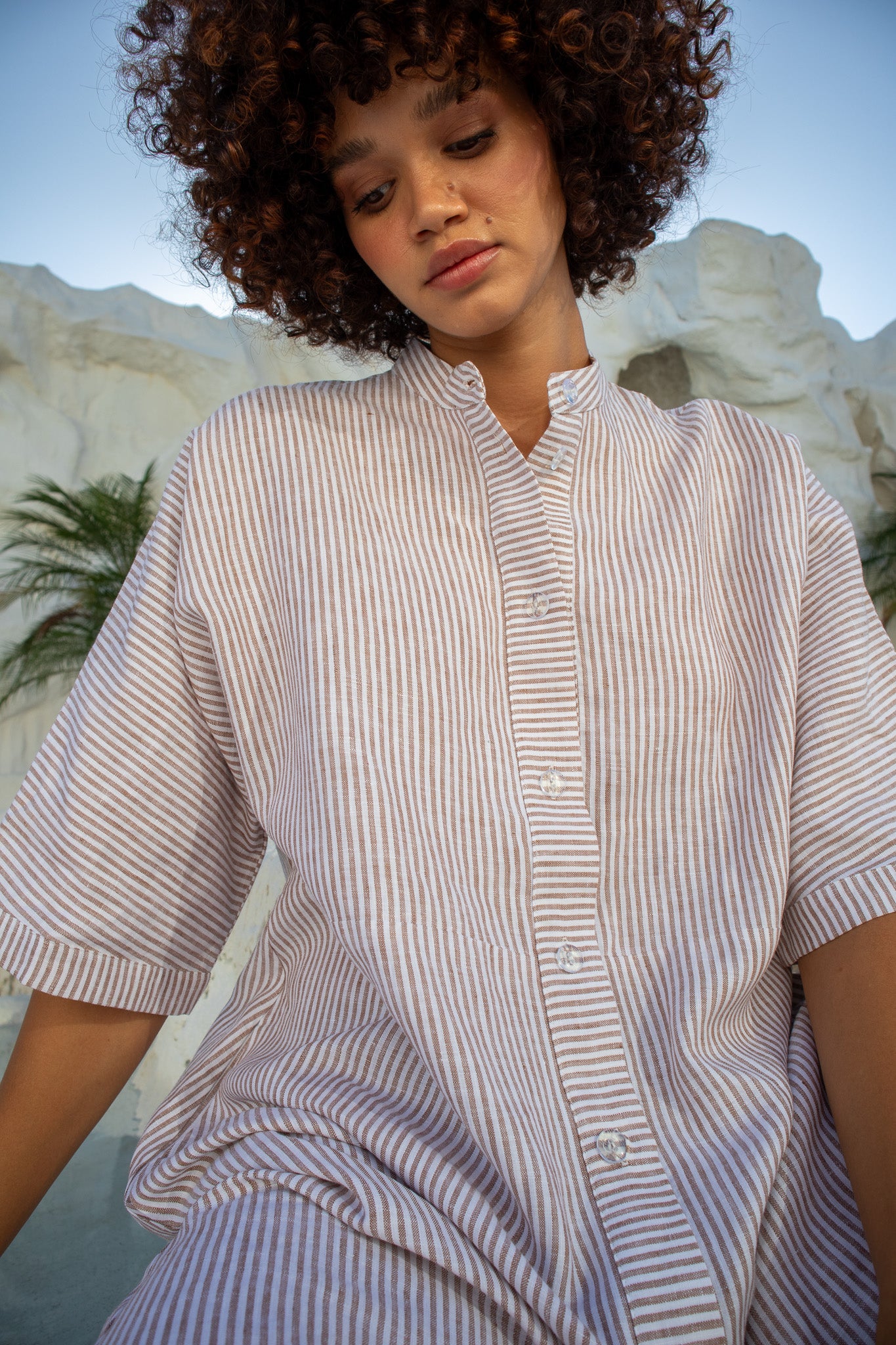 Sicily Dress- Caramel Stripe