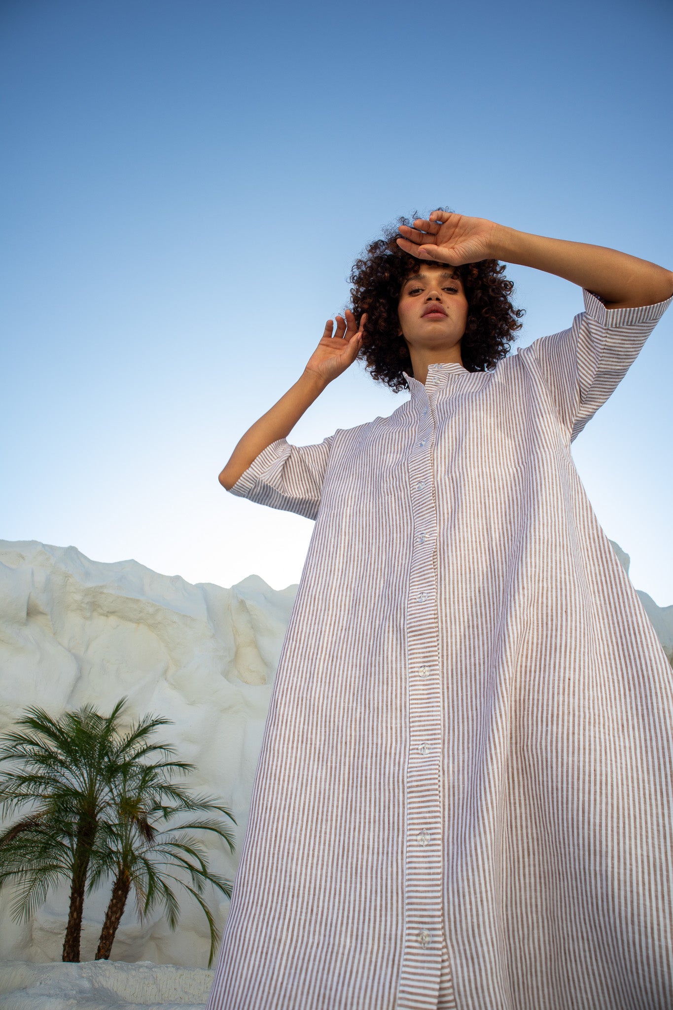 Sicily Dress- Caramel Stripe