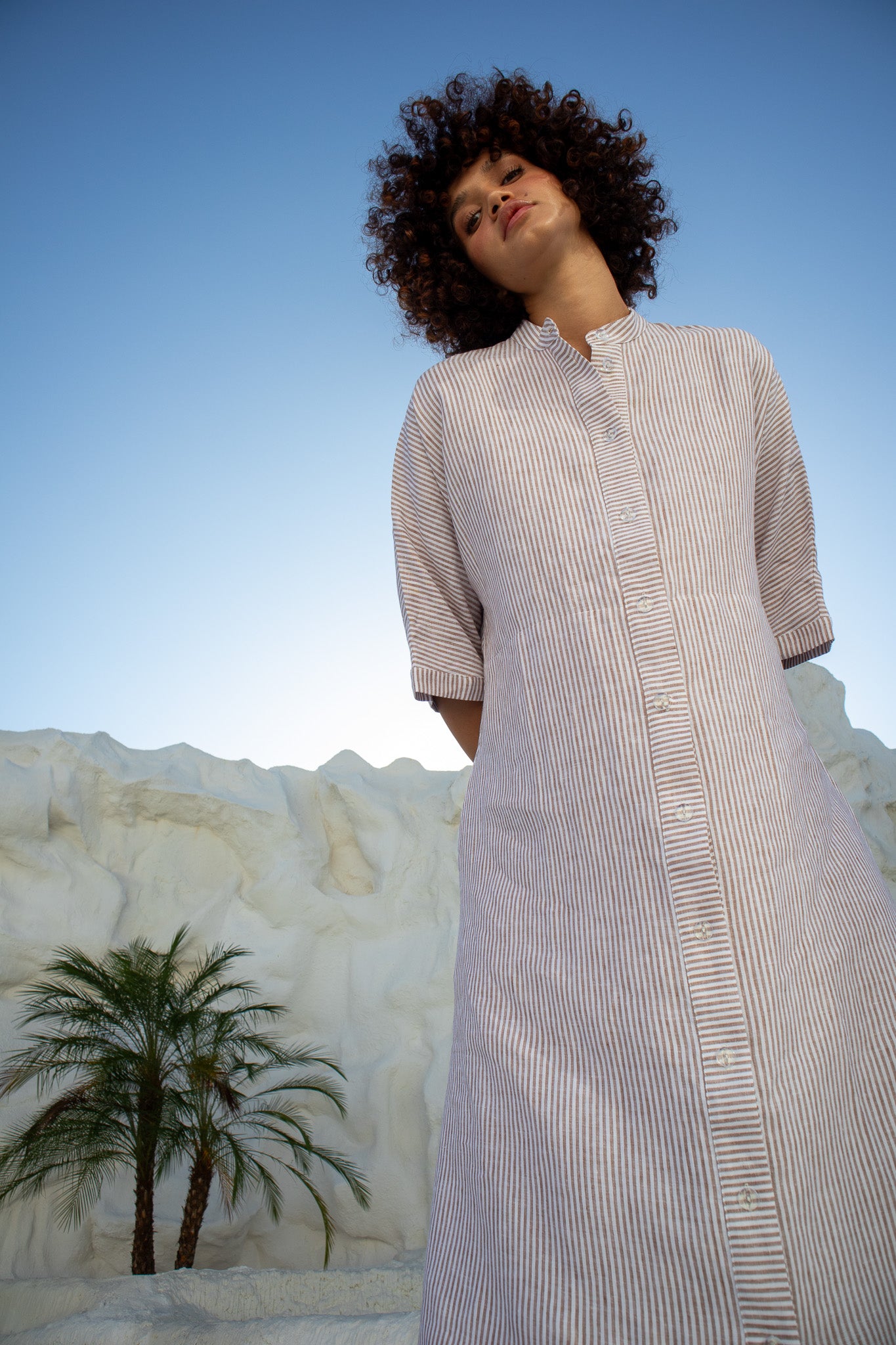 Sicily Dress- Caramel Stripe