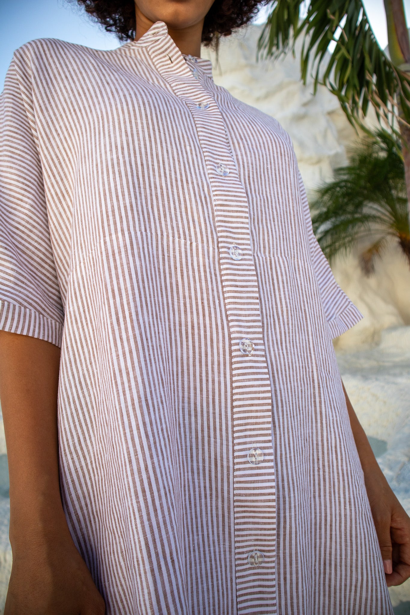 Sicily Dress- Caramel Stripe