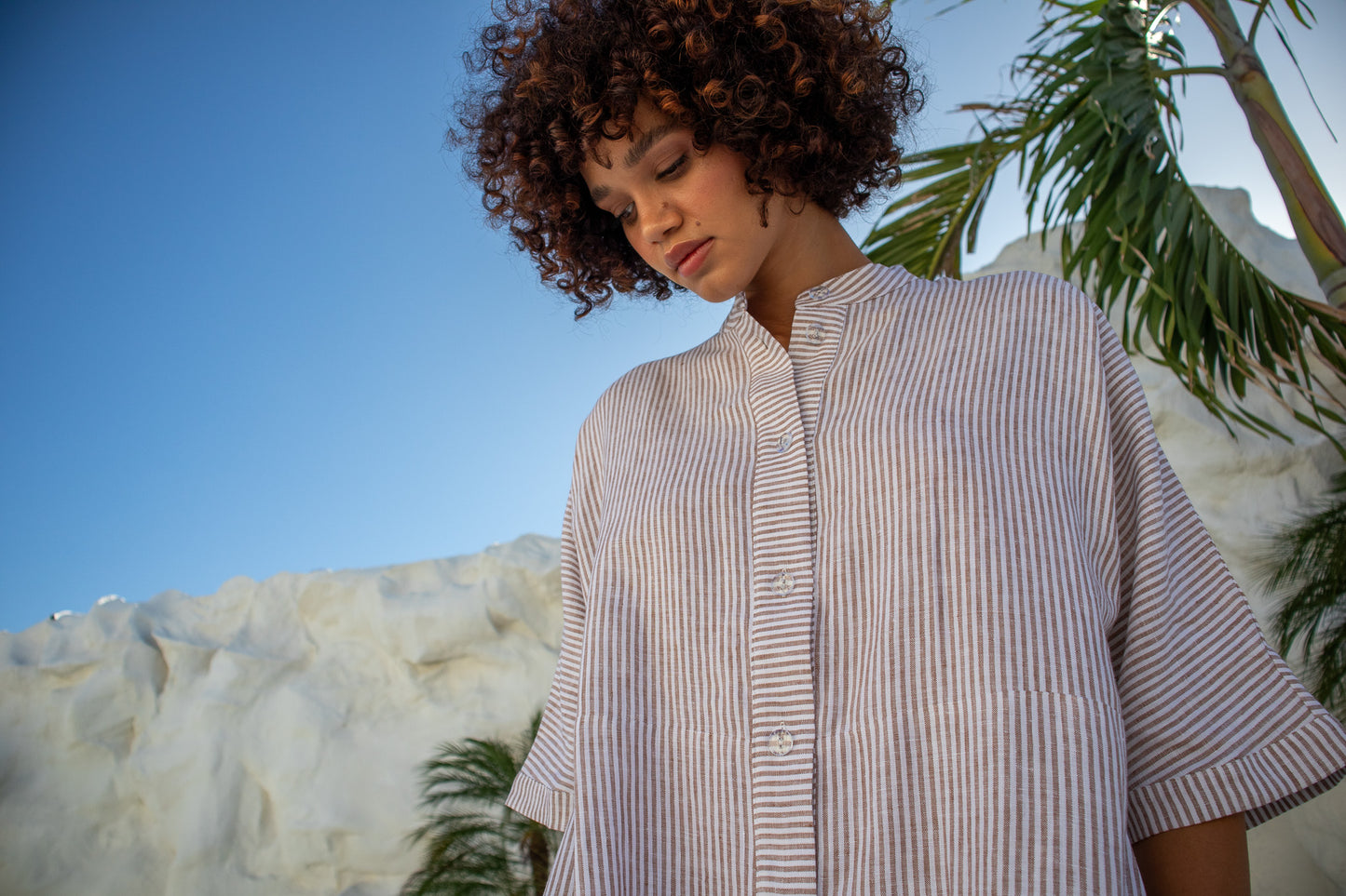 Sicily Dress- Caramel Stripe