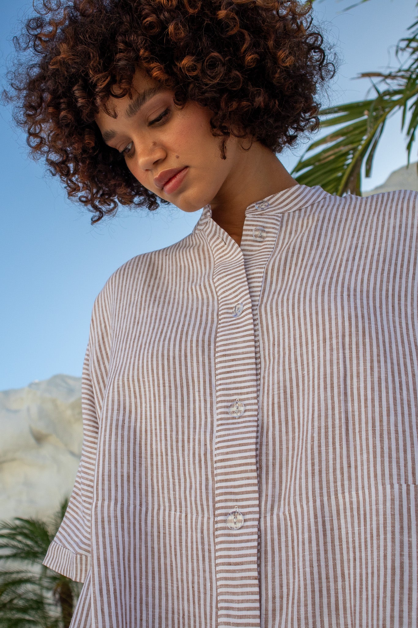 Sicily Dress- Caramel Stripe