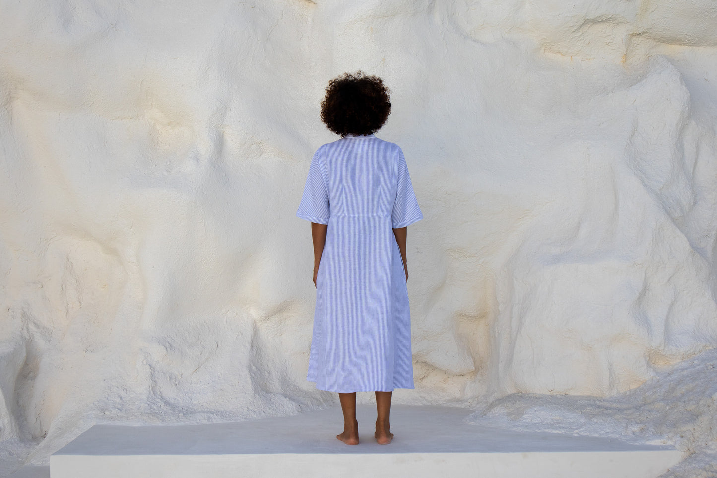 Sicily Dress-Cornflower Blue Stripe