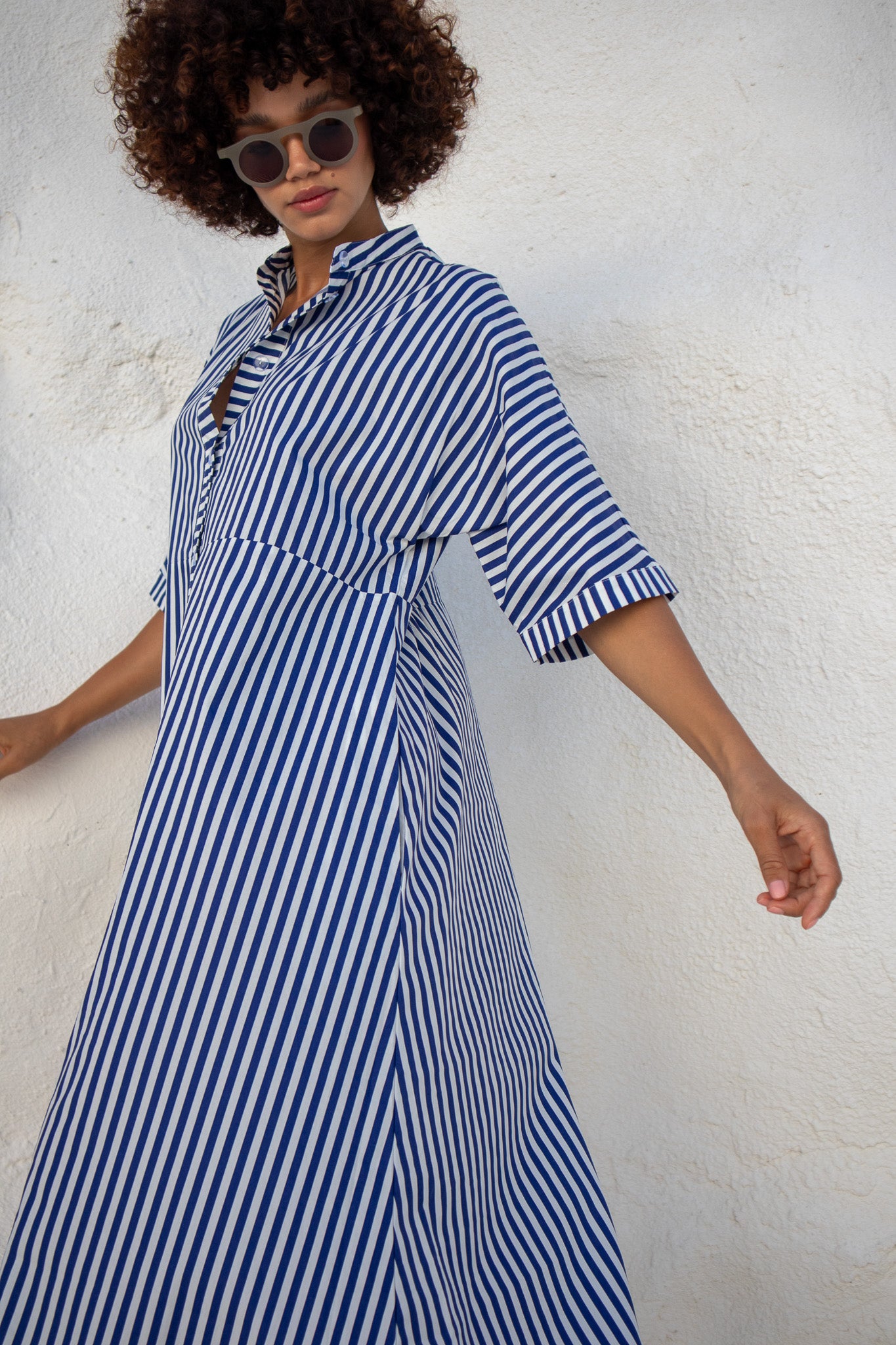 Sicily dress-Azure Blue Stripe