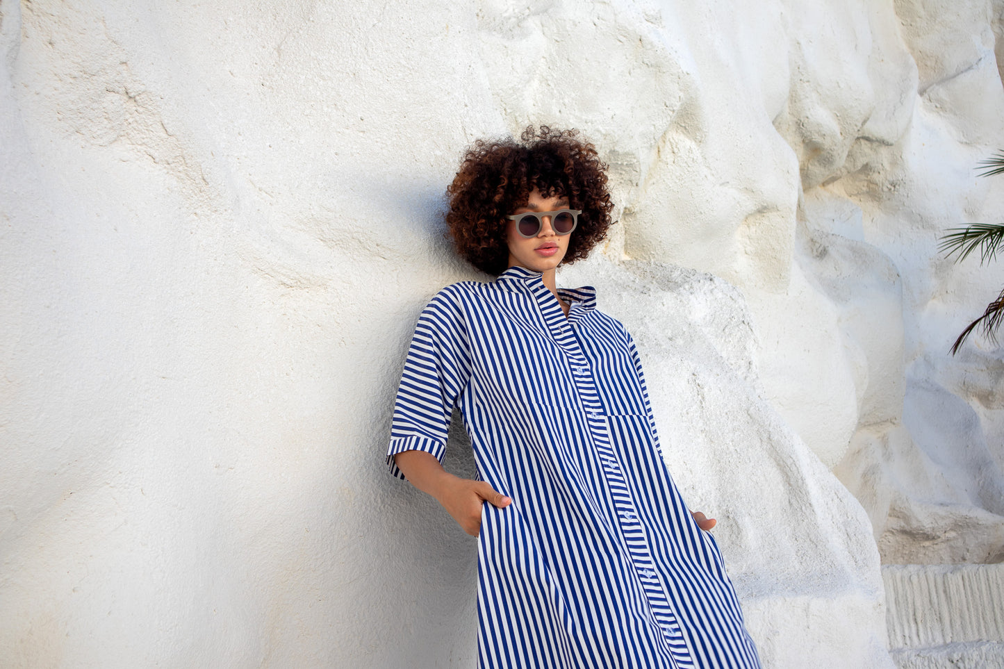 Sicily dress-Azure Blue Stripe