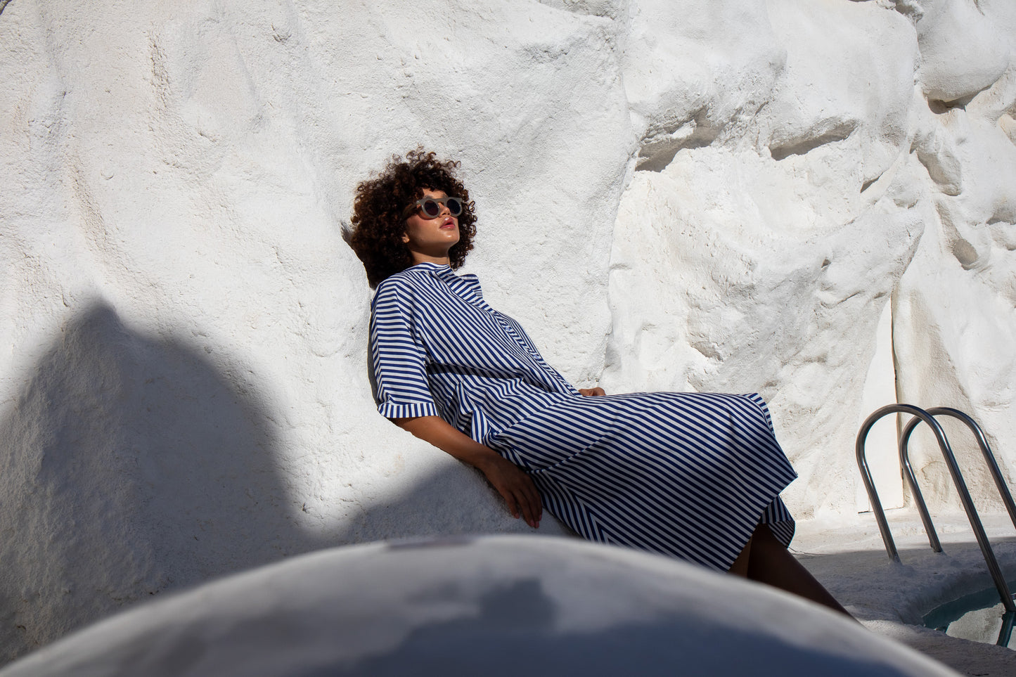 Sicily dress-Azure Blue Stripe