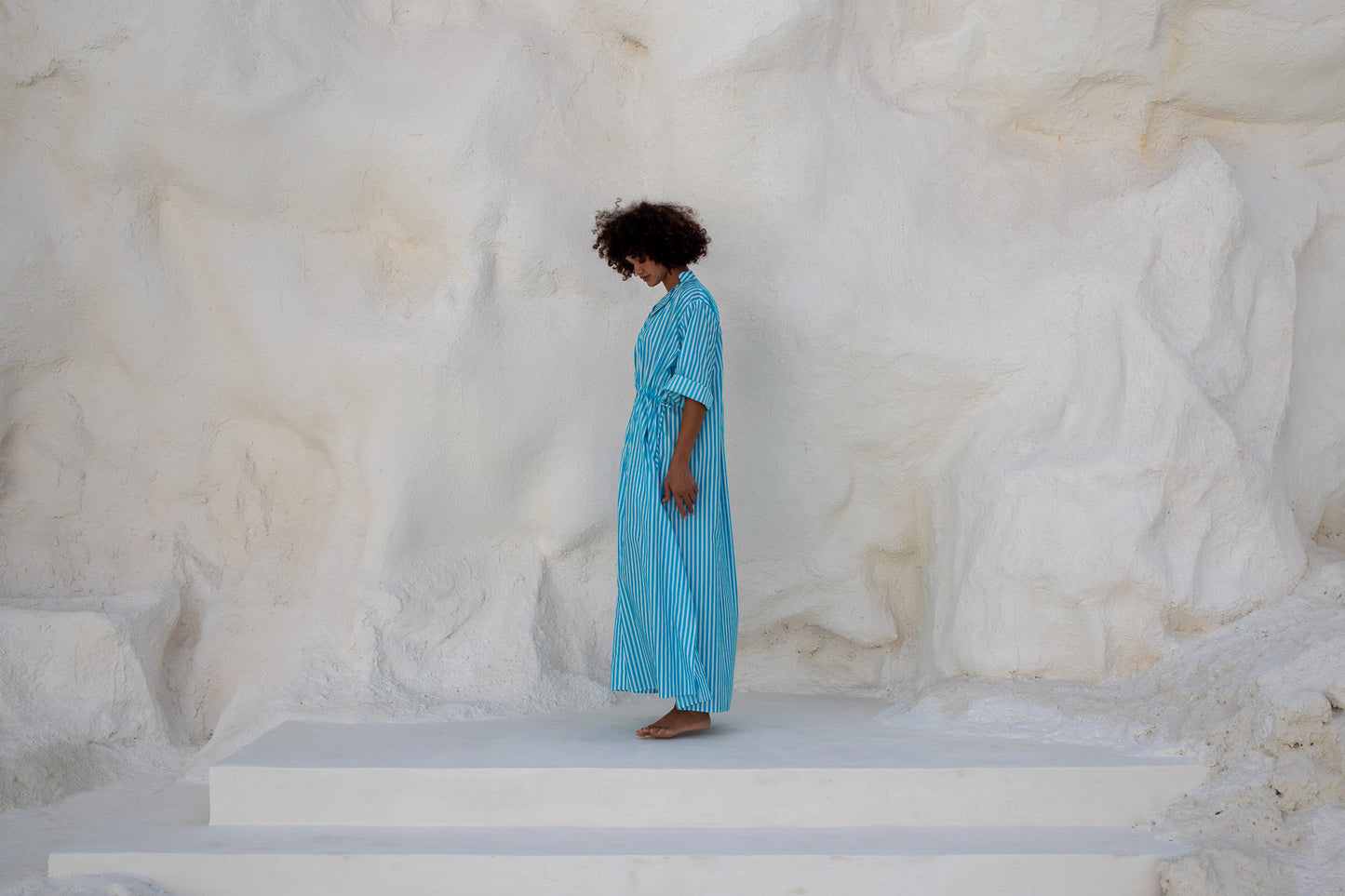 Leon Dress - Aqua Stripe