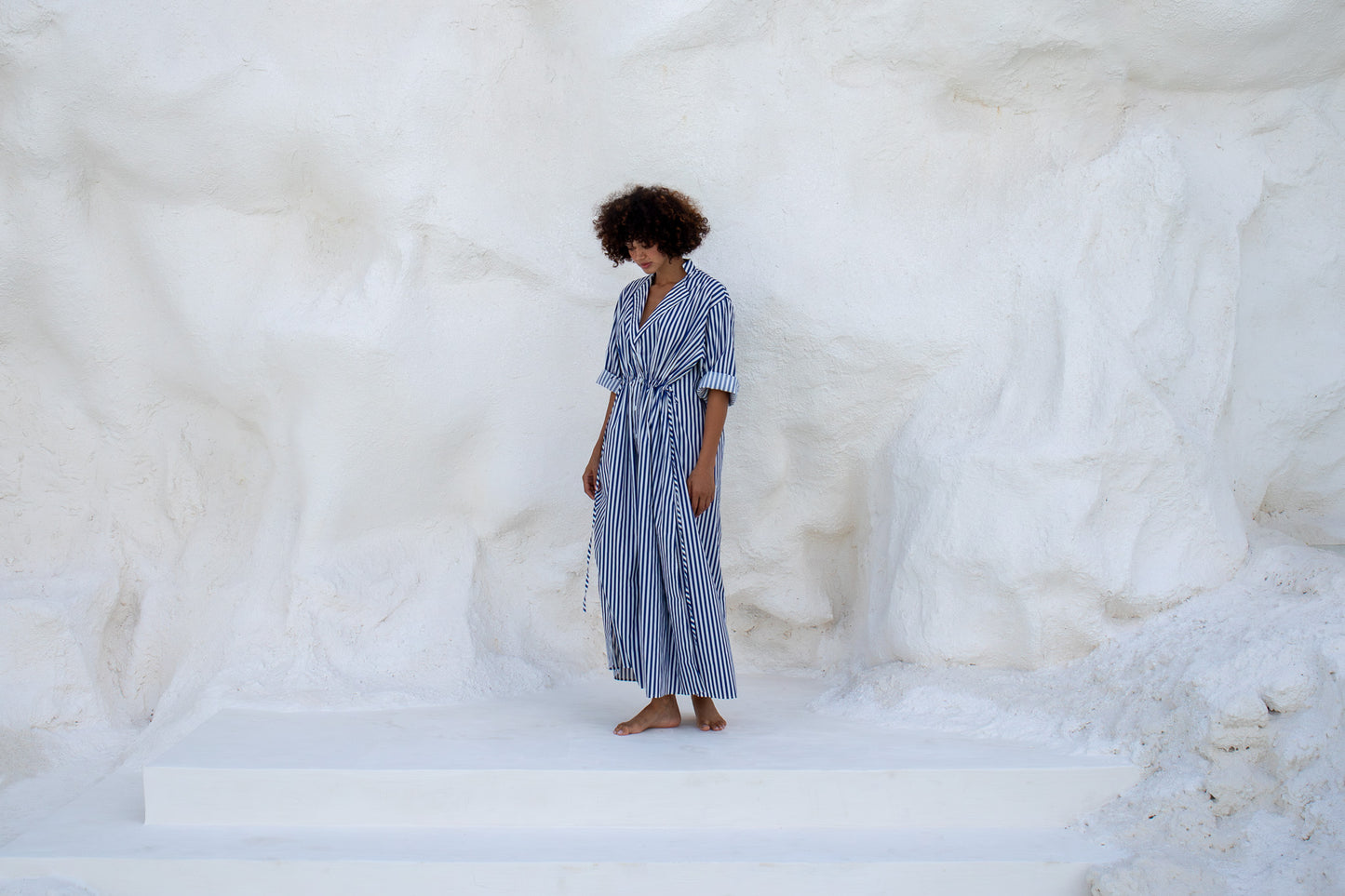 Leon Dress-Azure Stripe
