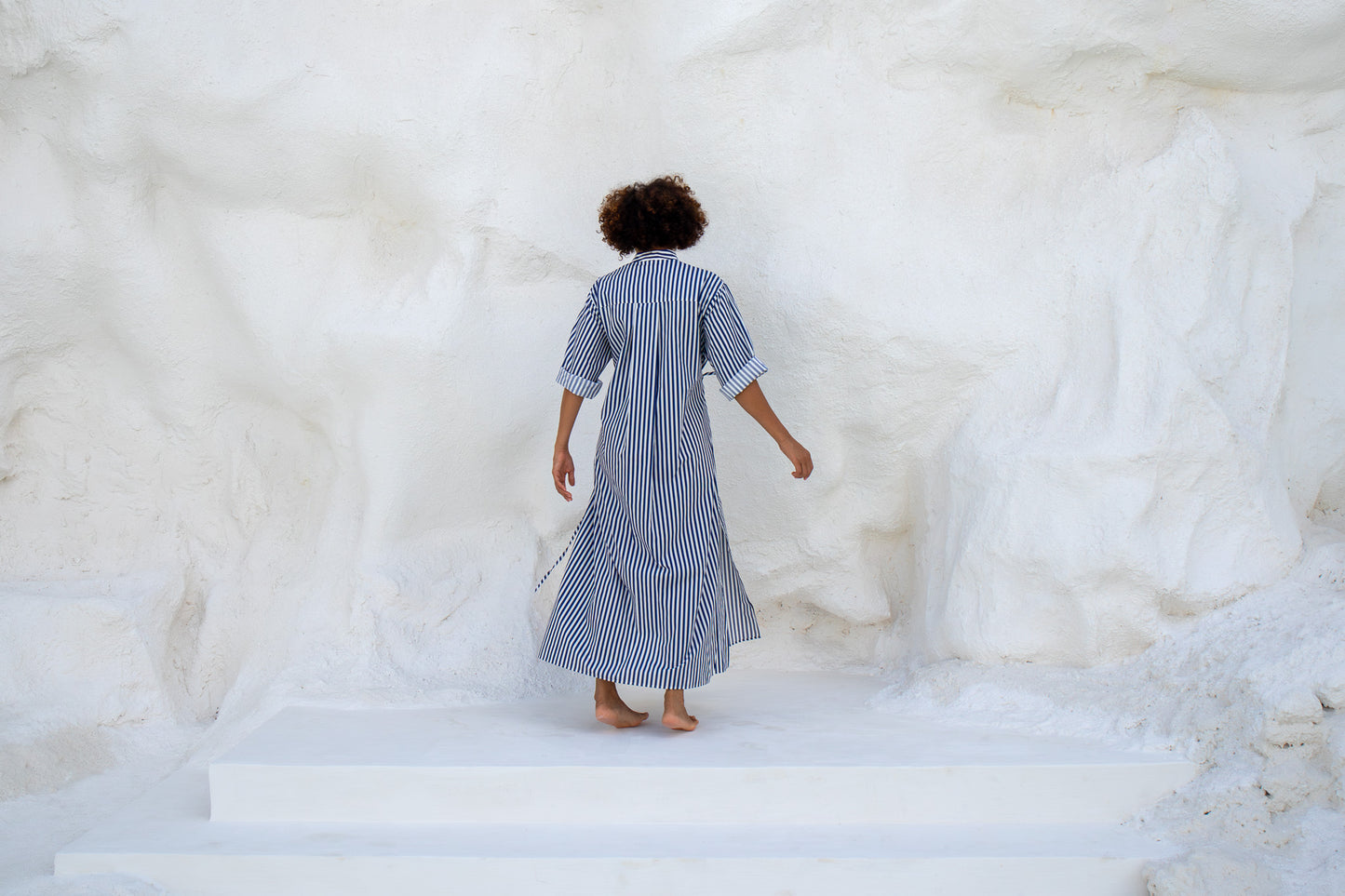 Leon Dress-Azure Stripe