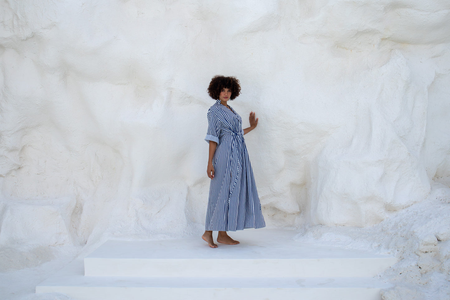 Leon Dress-Azure Stripe