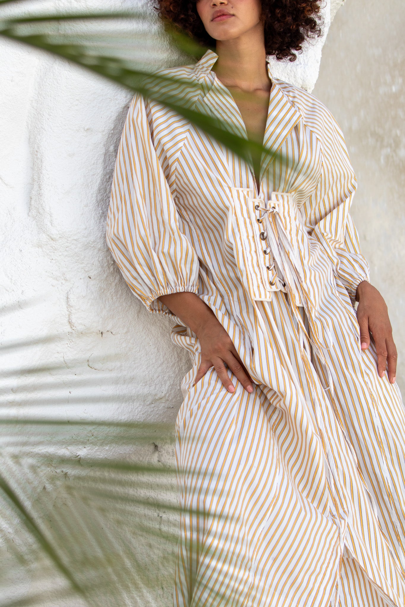 cotton dress, Summer fashion, spring fashion, Yellow stripe. The boy and I