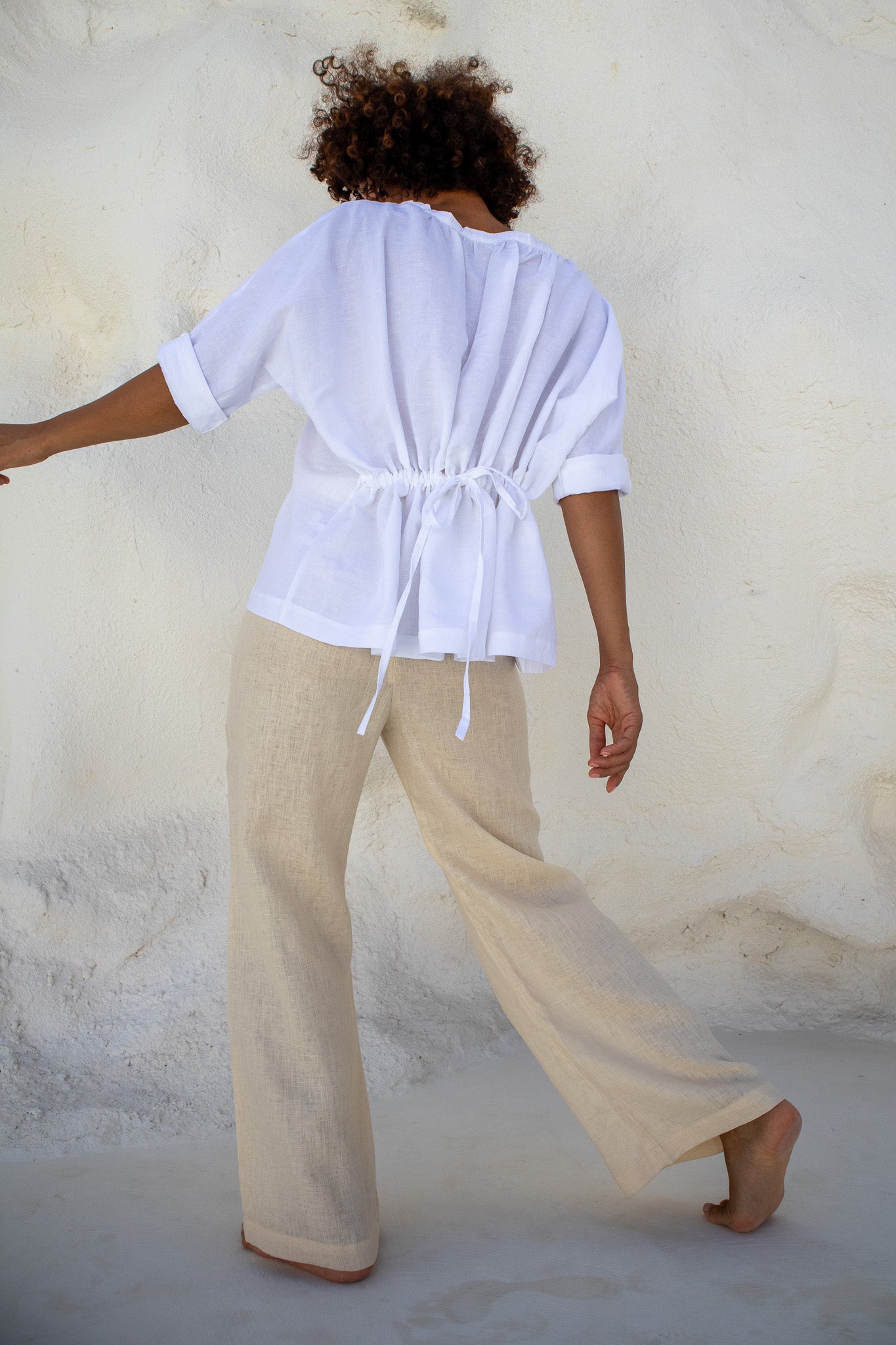 Linen pants, Cream, high waist, The Boy and I