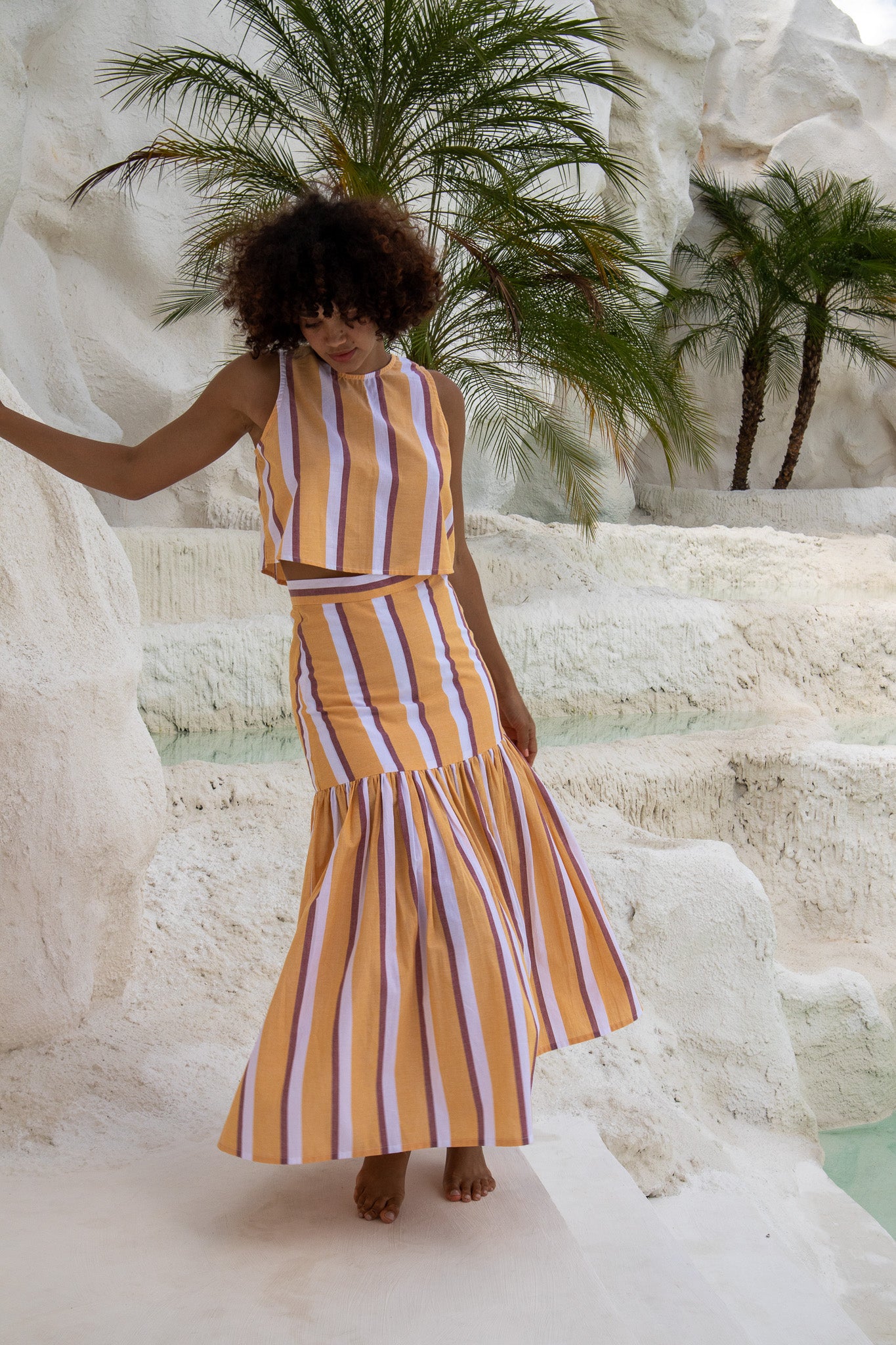 Cancan Frill Skirt - Mango Stripe