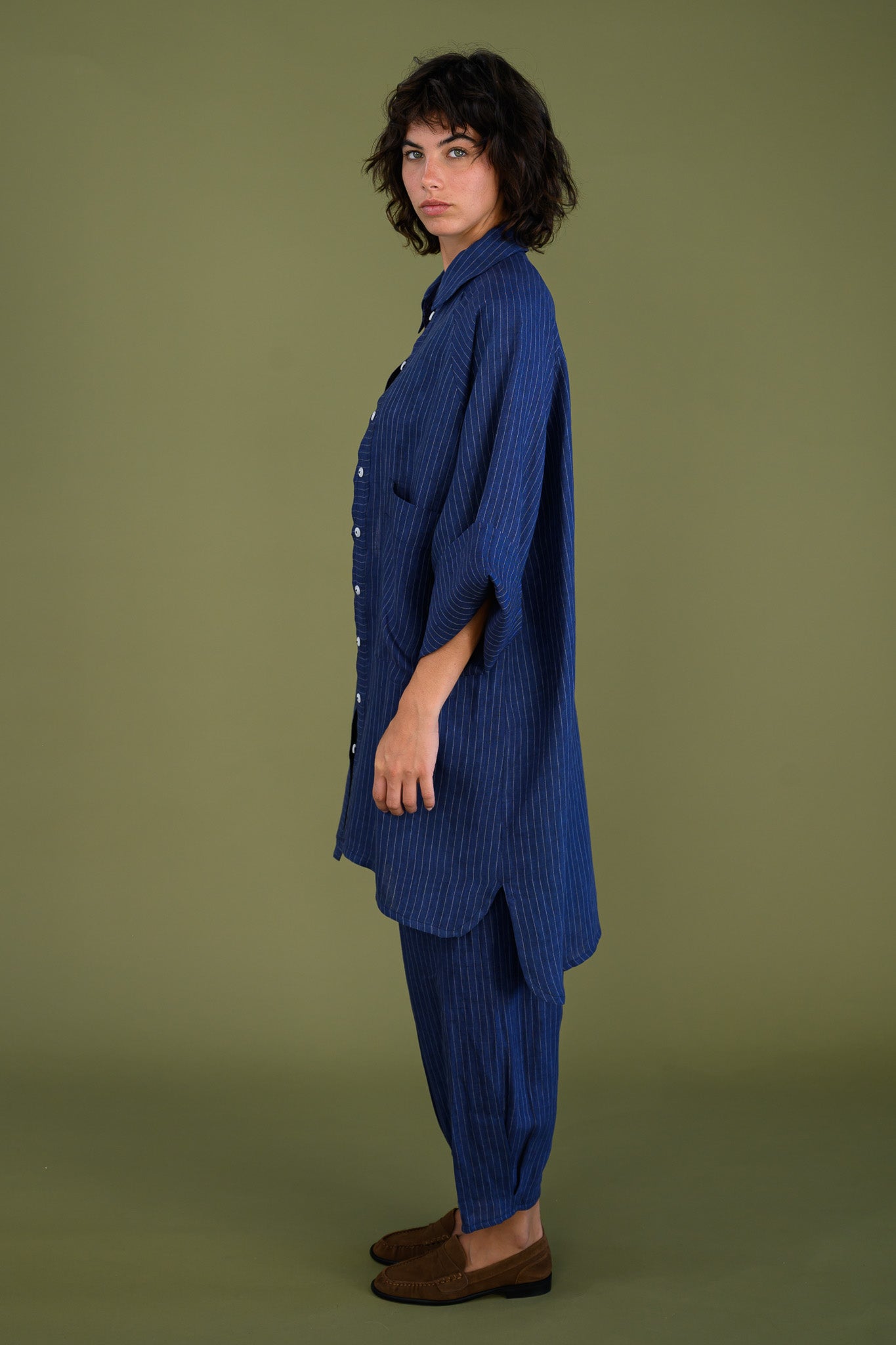 Oceanic Shirt - Navy Pinstripe