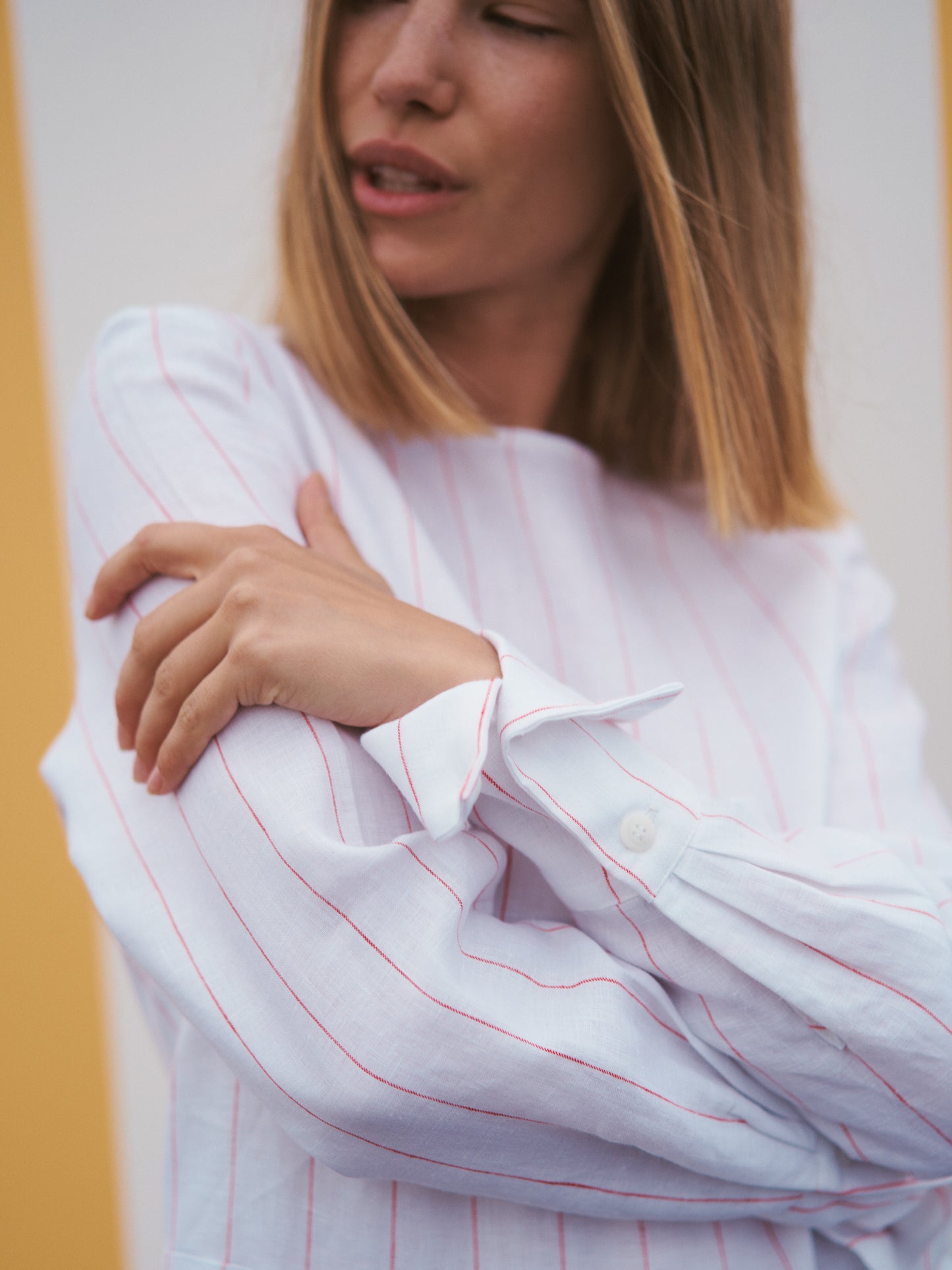Maggie Dress - Red Pinstripe