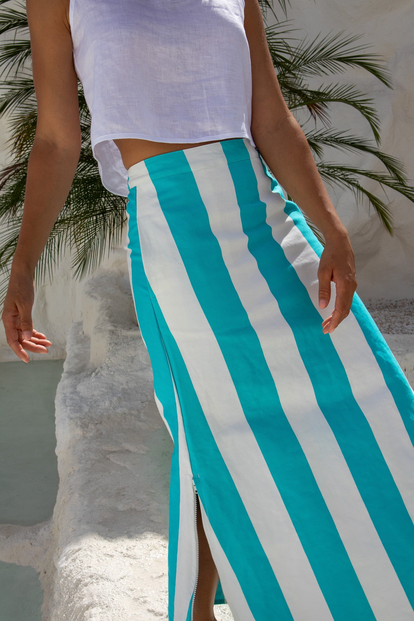 Portofino Skirt - Aqua Stripe