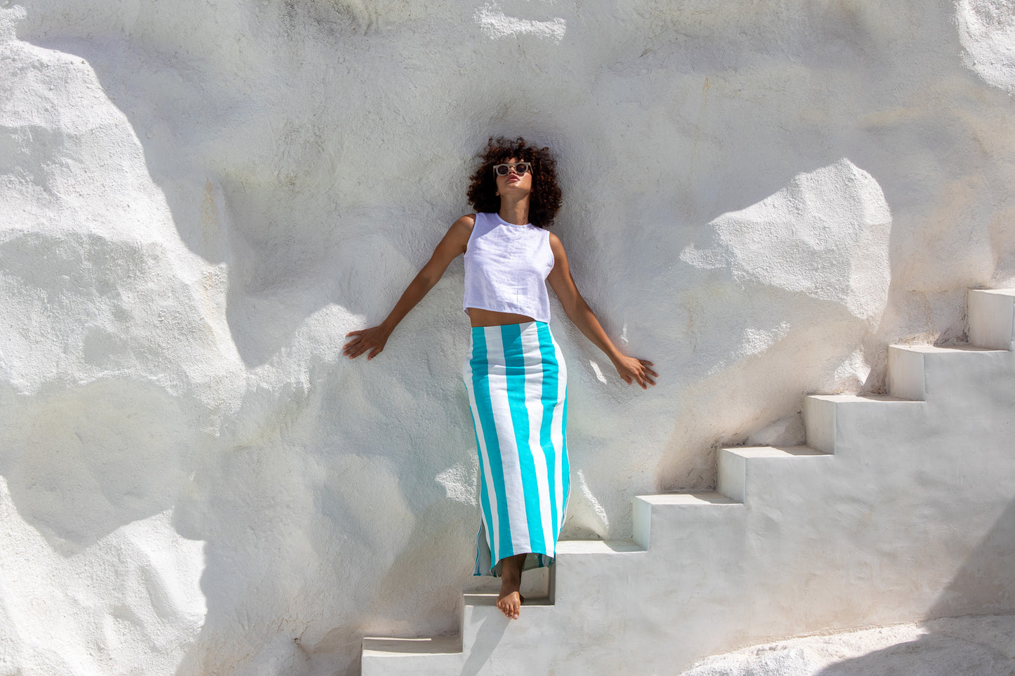 Portofino Skirt - Aqua Stripe