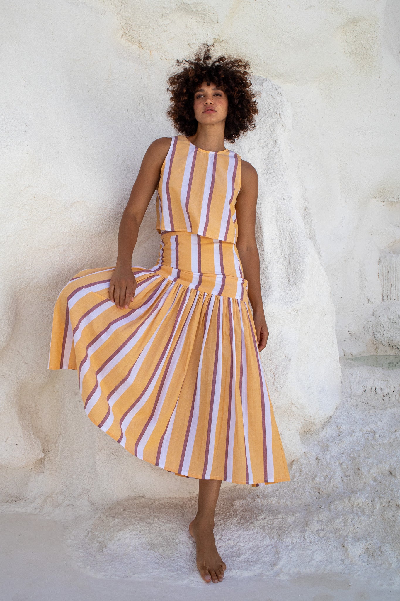 Cancan Frill Skirt - Mango Stripe
