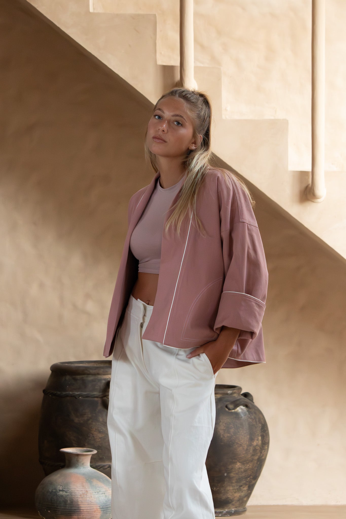 Yoko Kimono Shortie - Dusty Pink