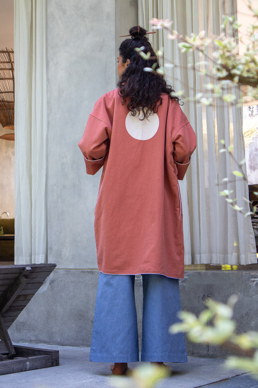 Yoko Kimono Coat -  Red white Dot