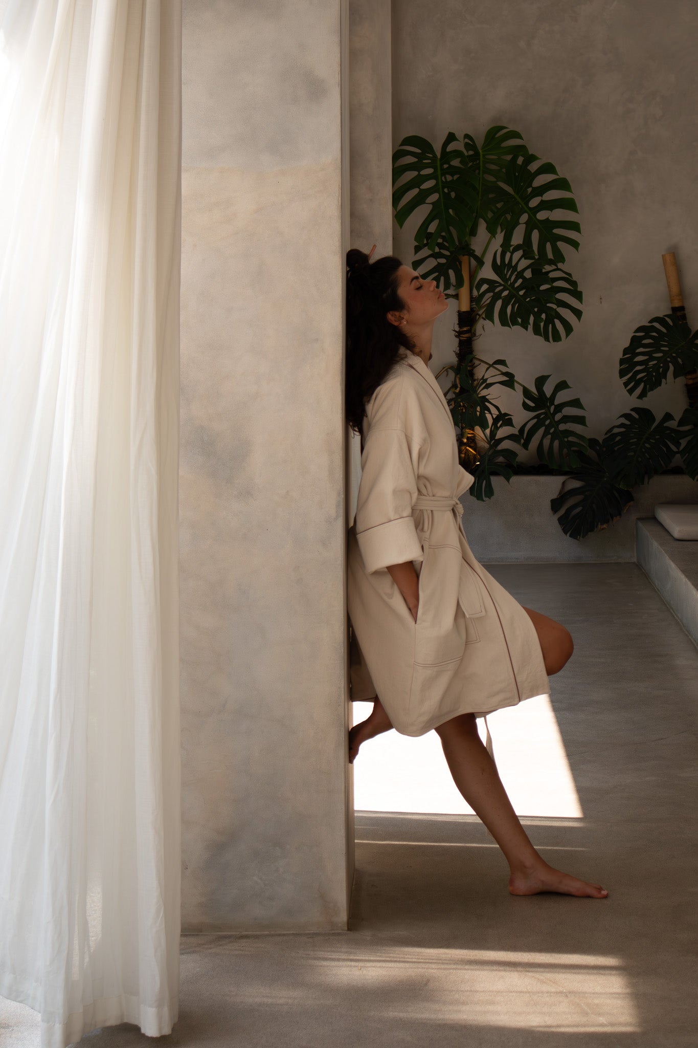 Yoko Kimono Coat - Natural Red Dot