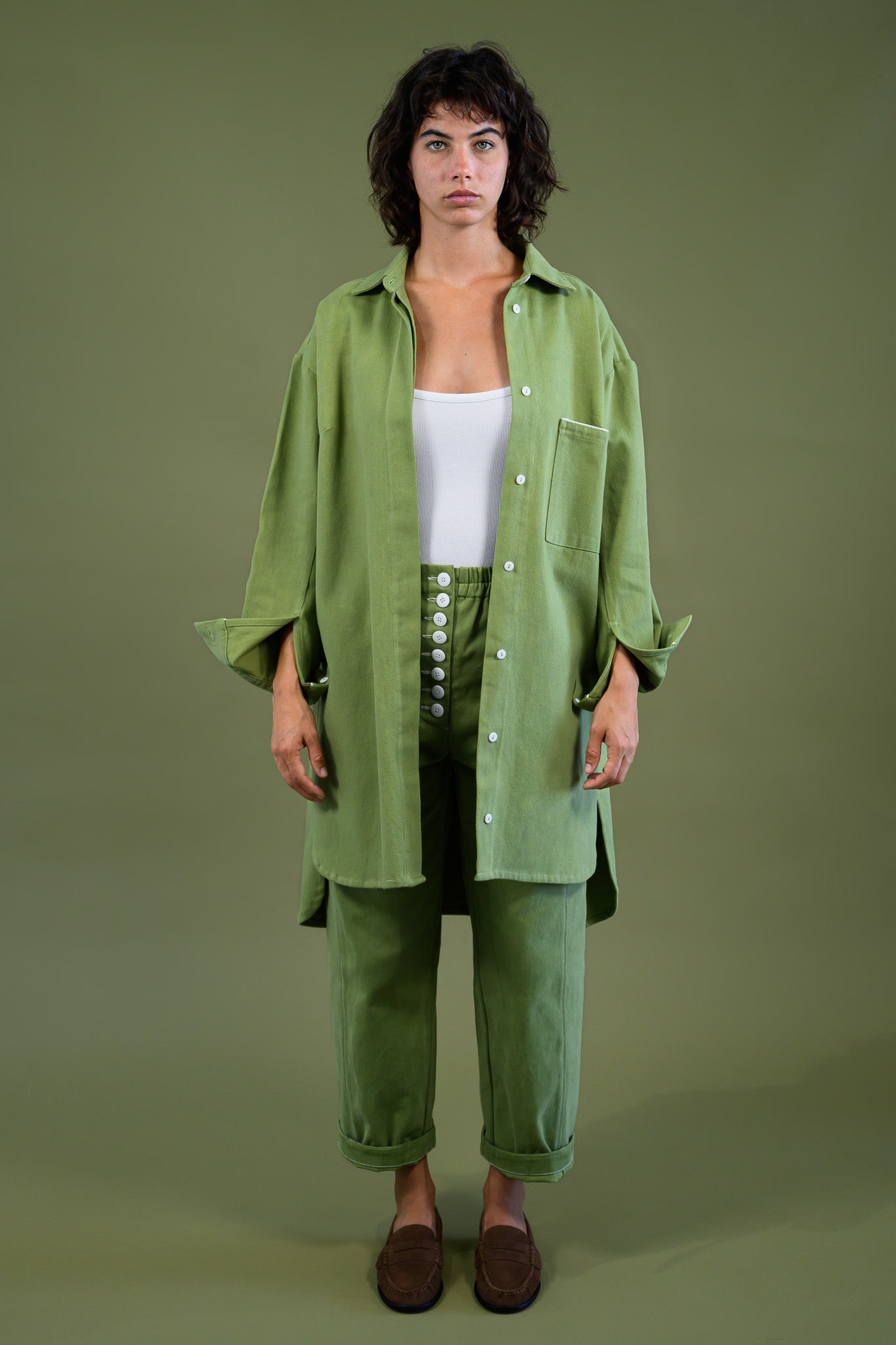 Blaze Button Pant - Field Green