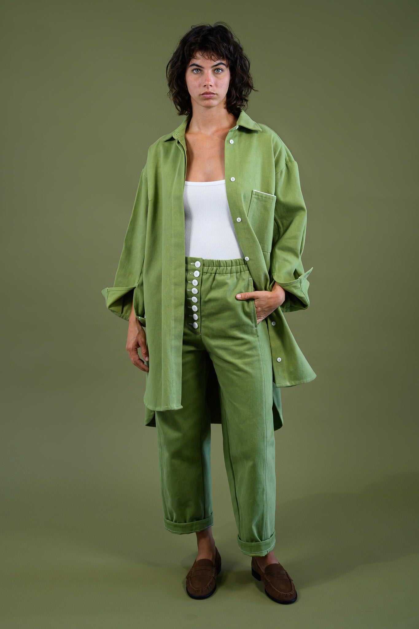Blaze Button Pant - Field Green