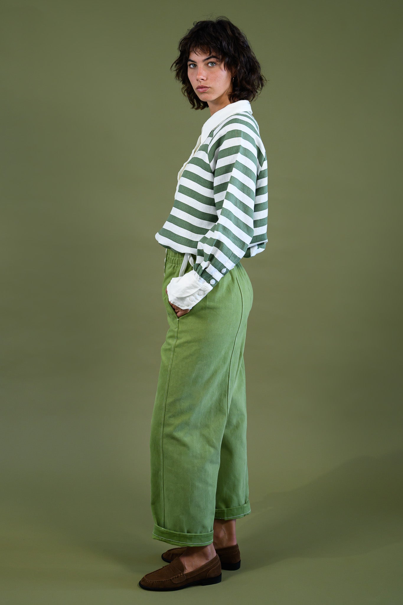 Blaze Button Pant - Field Green