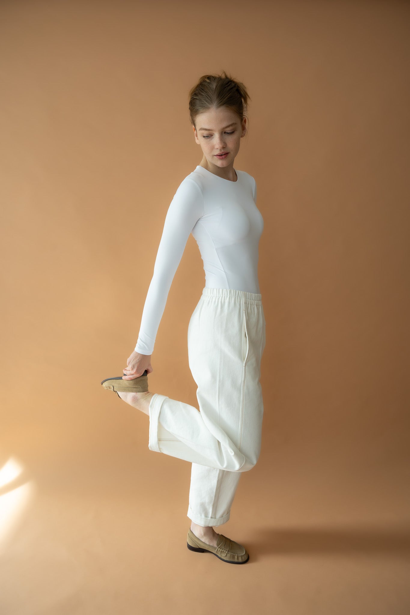 Model in movement wearing Blaze Jogger from The Boy & I, styled for everyday comfort and ease