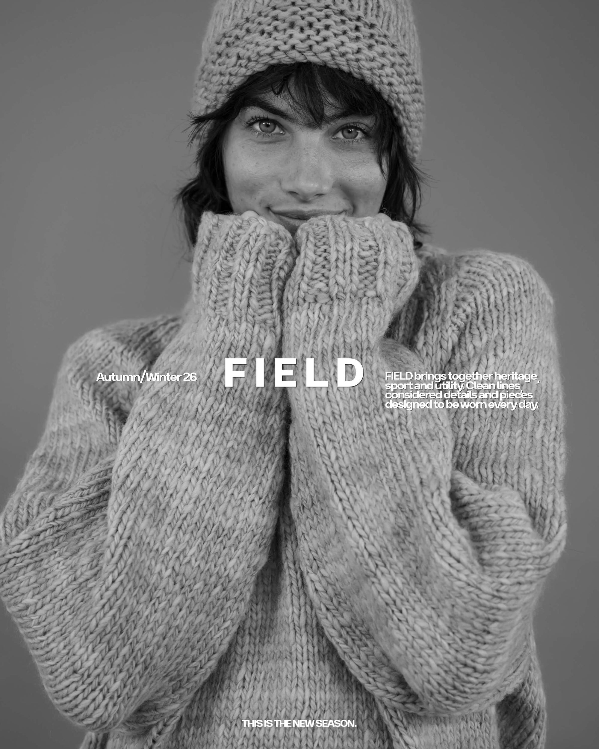 The Boy & I FIELD AW26 campaign image featuring textured knitwear and minimalist styling