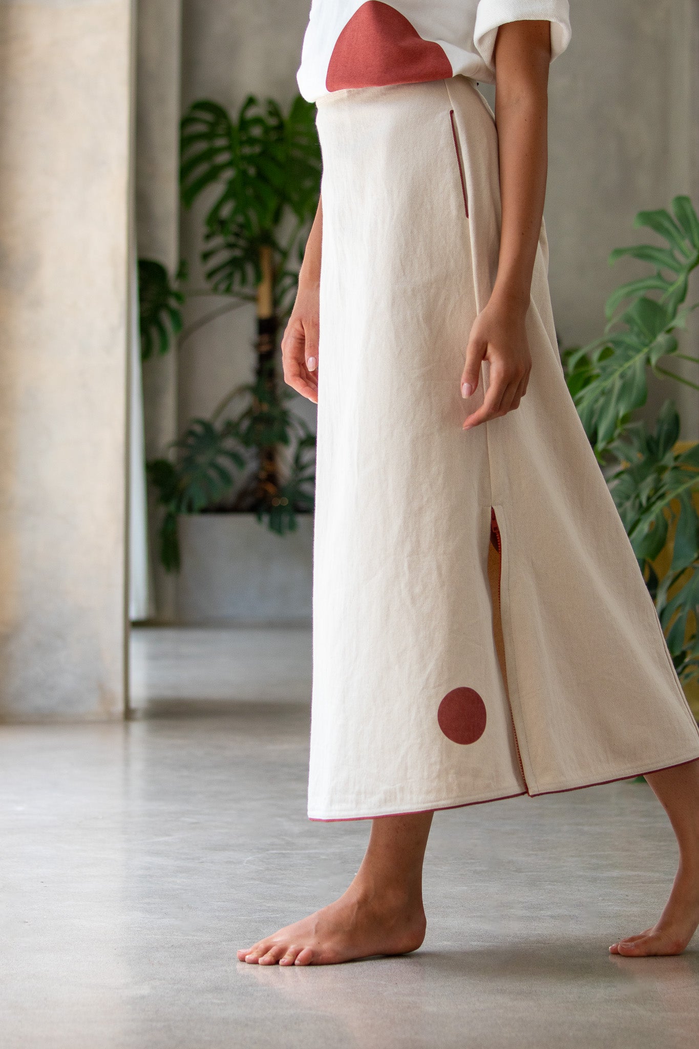 Close up of Japanese denim skirt with side zip detail from Designer label The Boy&I