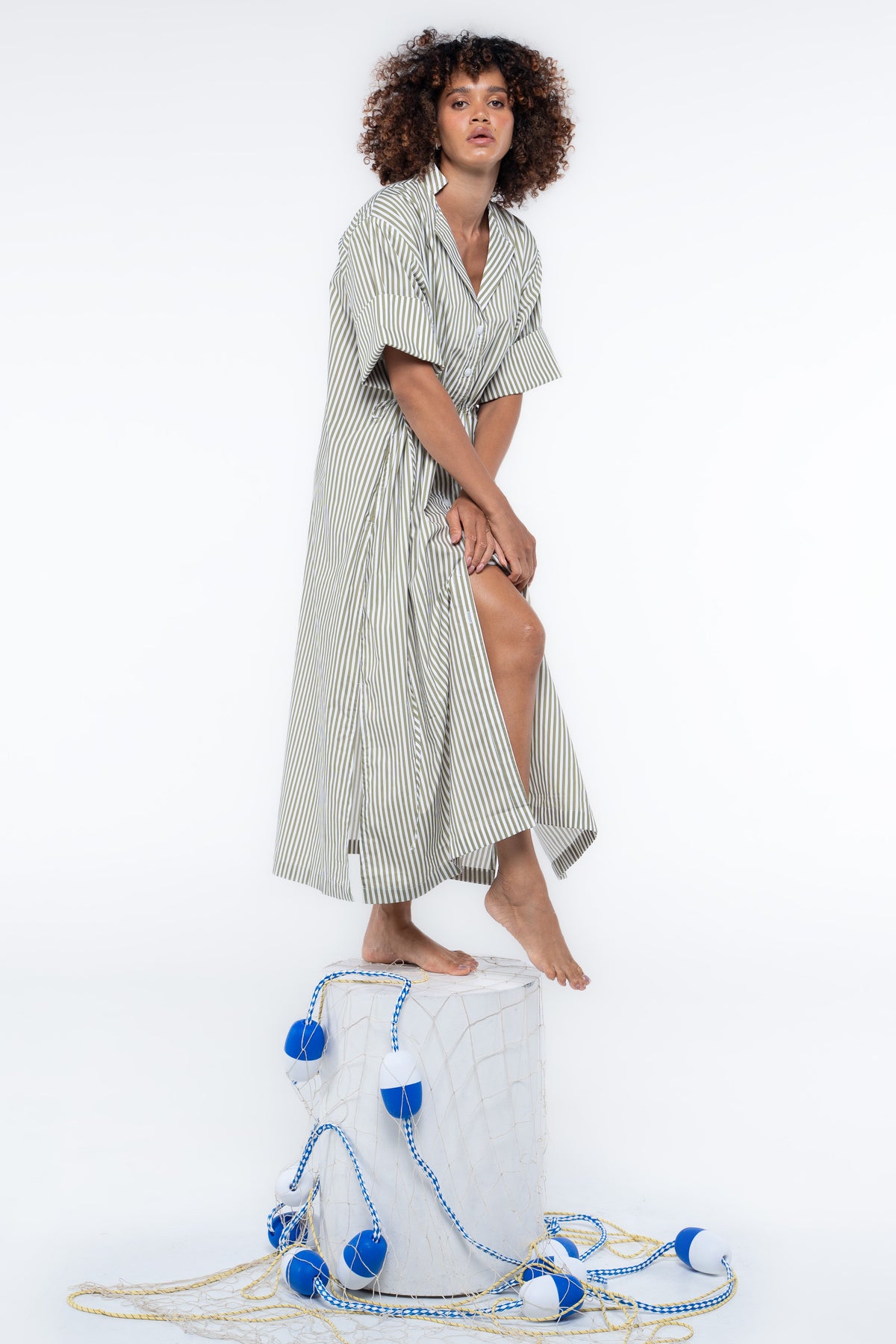 Leon Dress - Sage Stripe