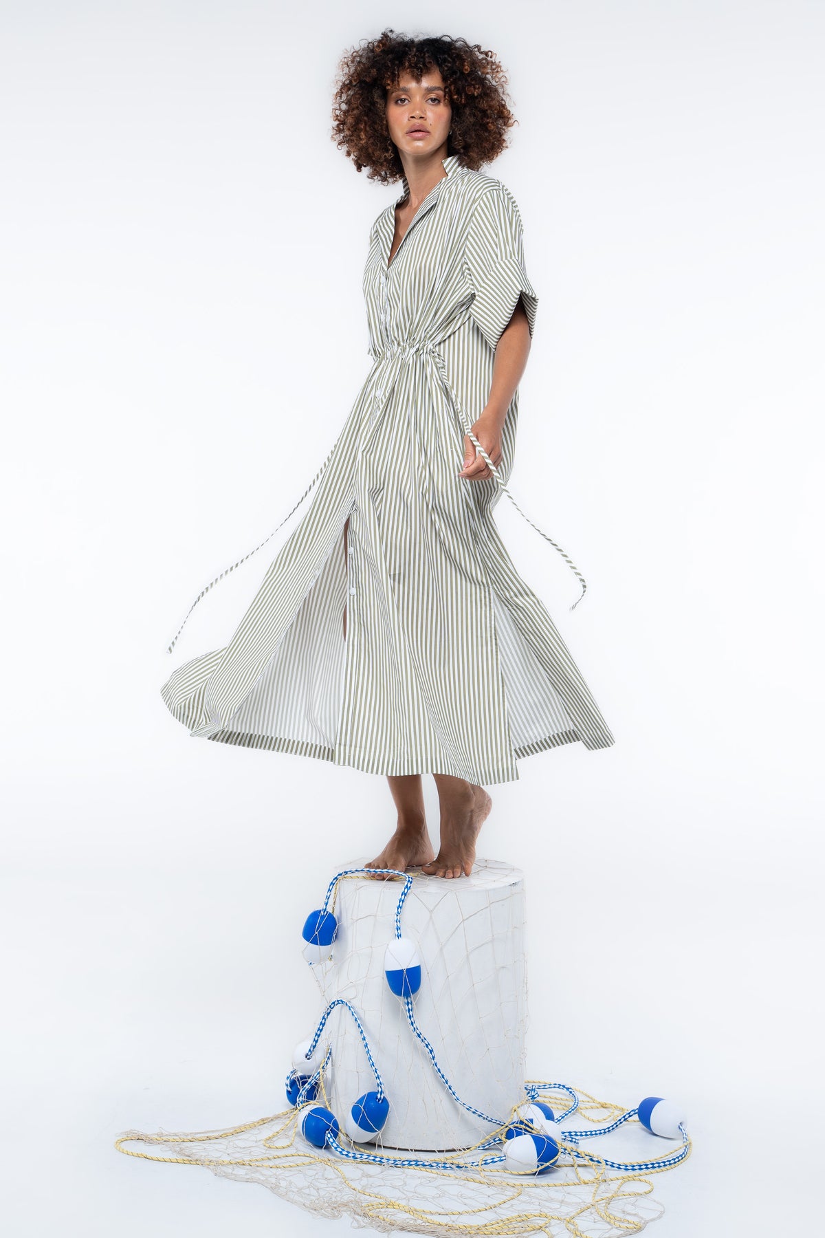 Leon Dress - Sage Stripe