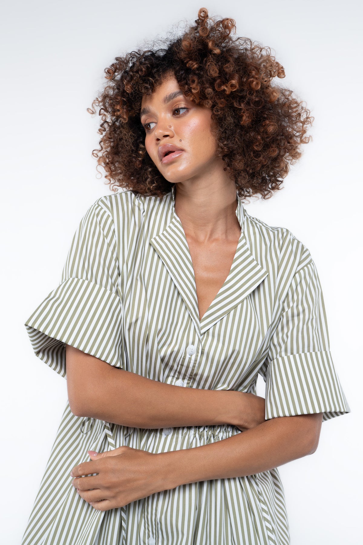 Leon Dress - Sage Stripe