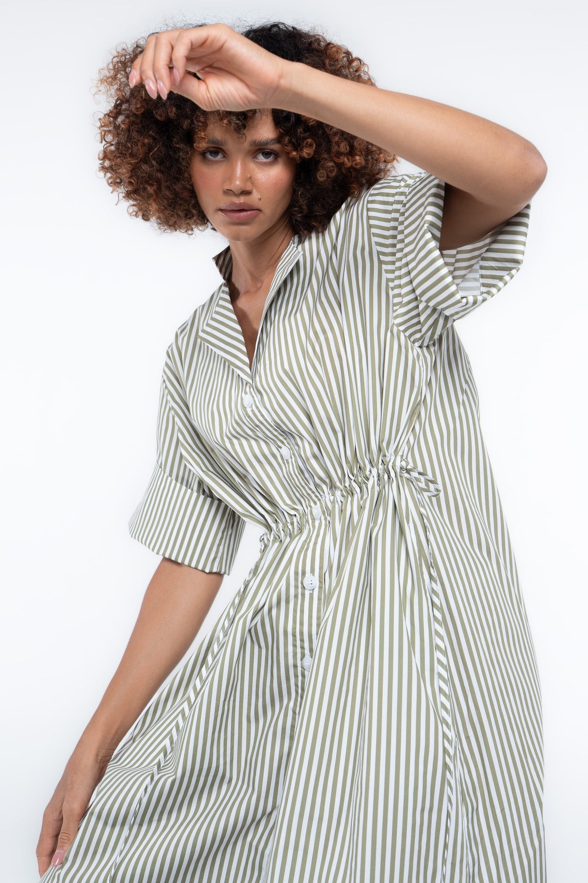 Leon Dress - Sage Stripe