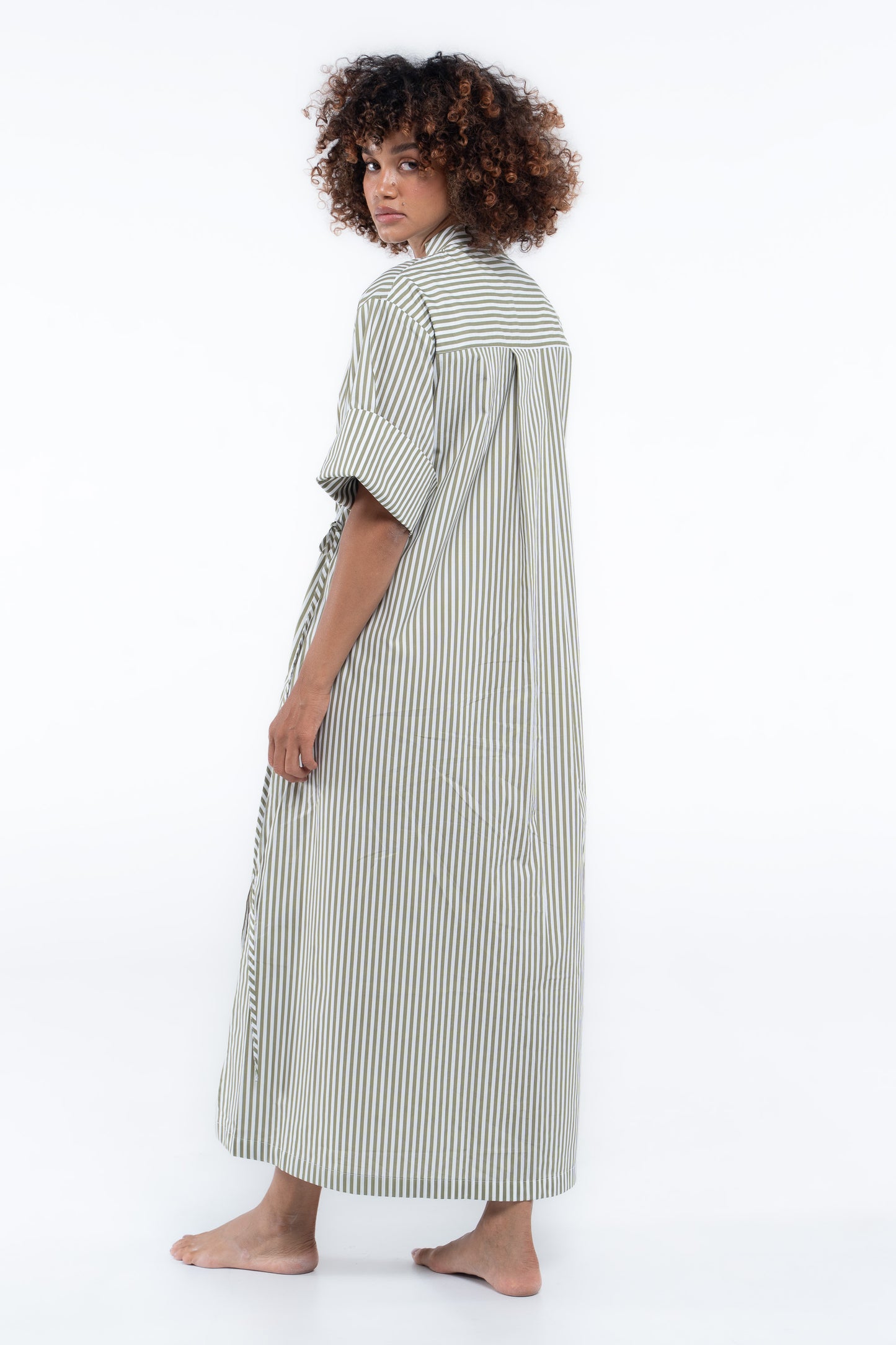 Leon Dress - Sage Stripe