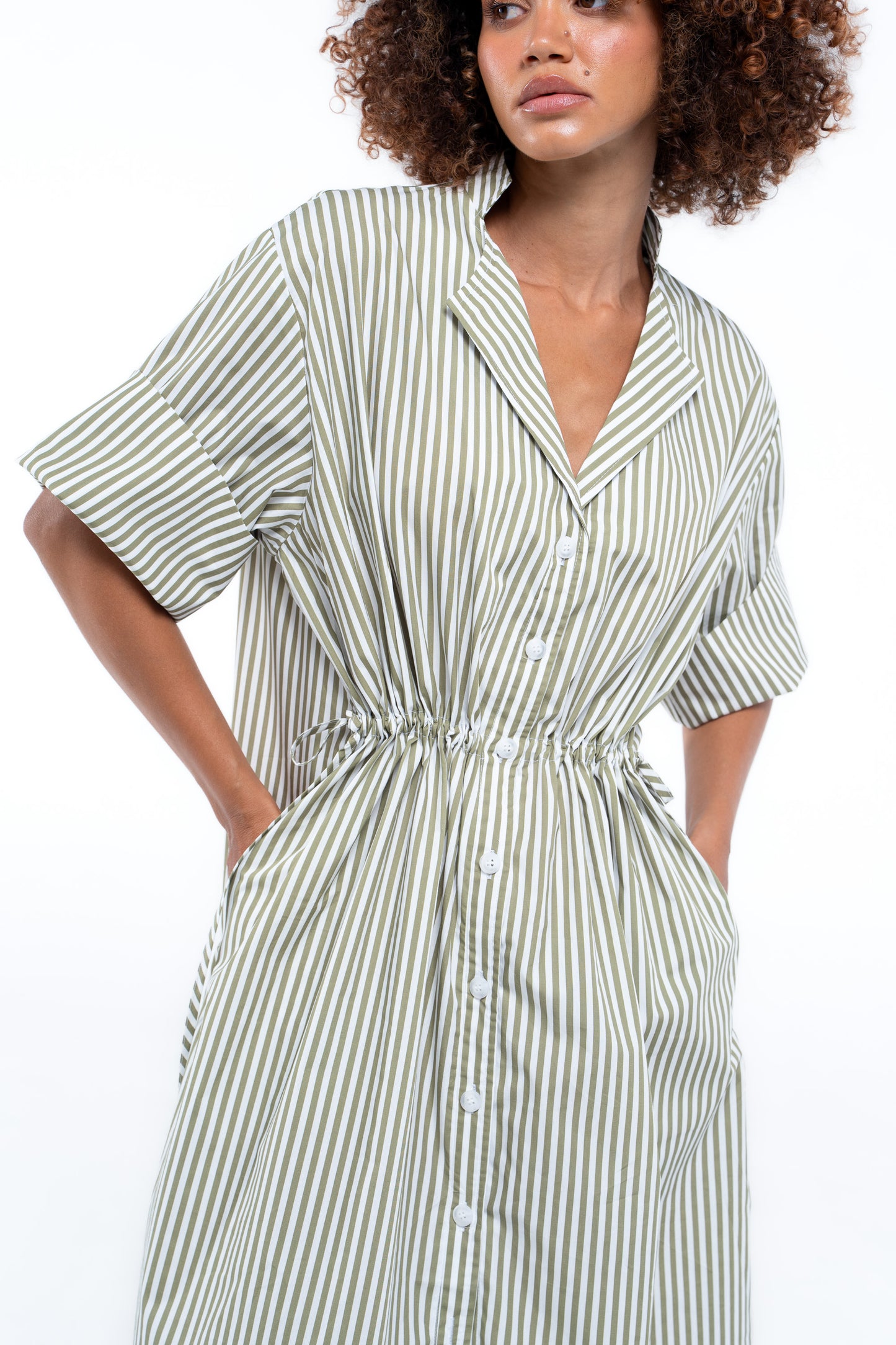 Leon Dress - Sage Stripe