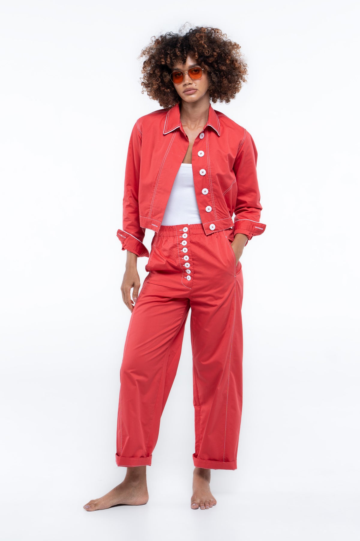 Blaze Button Pant - Beacon Red 🔴