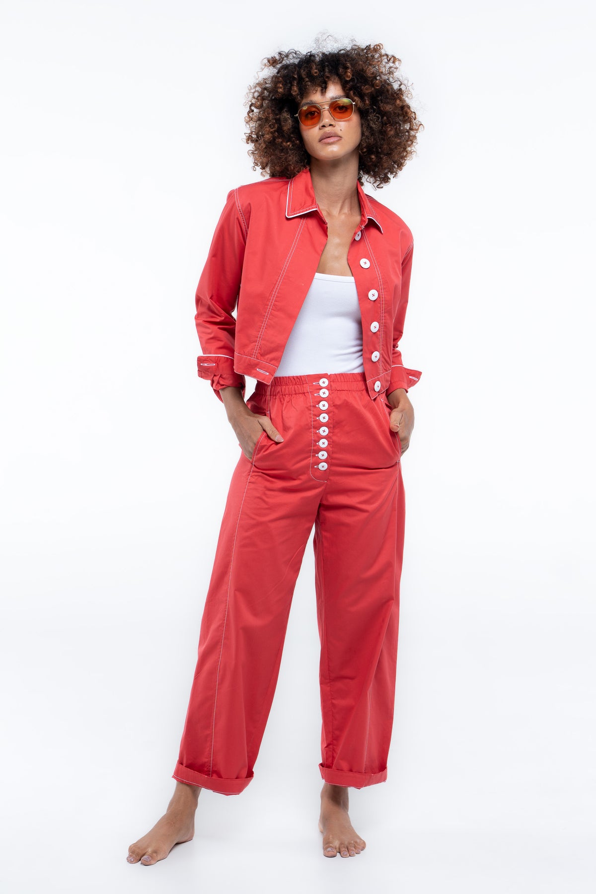 Blaze Button Pant - Beacon Red 🔴
