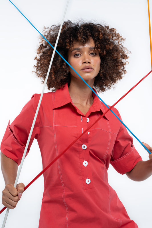 ALBA DRESS - BEACON RED