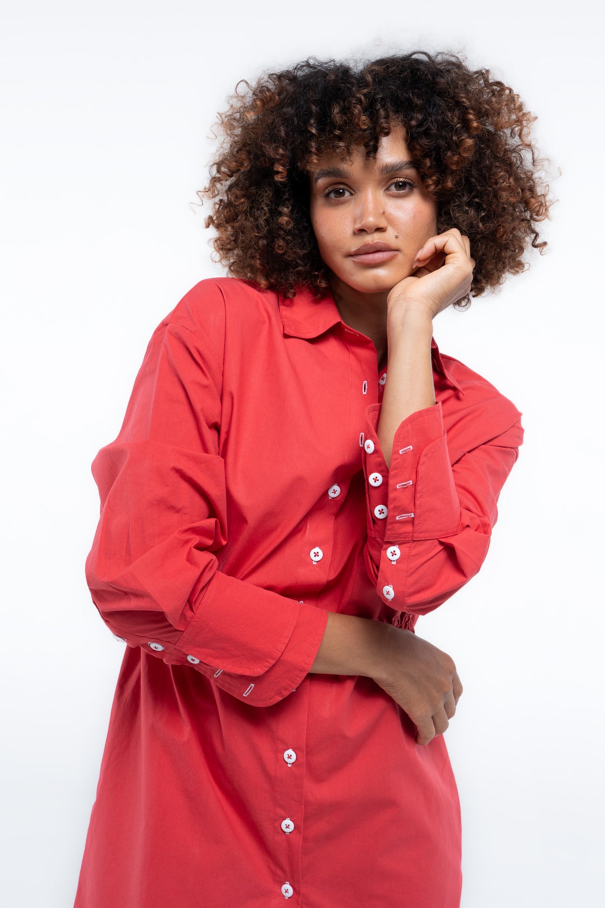 Clubhouse Shirtdress- Beacon Red