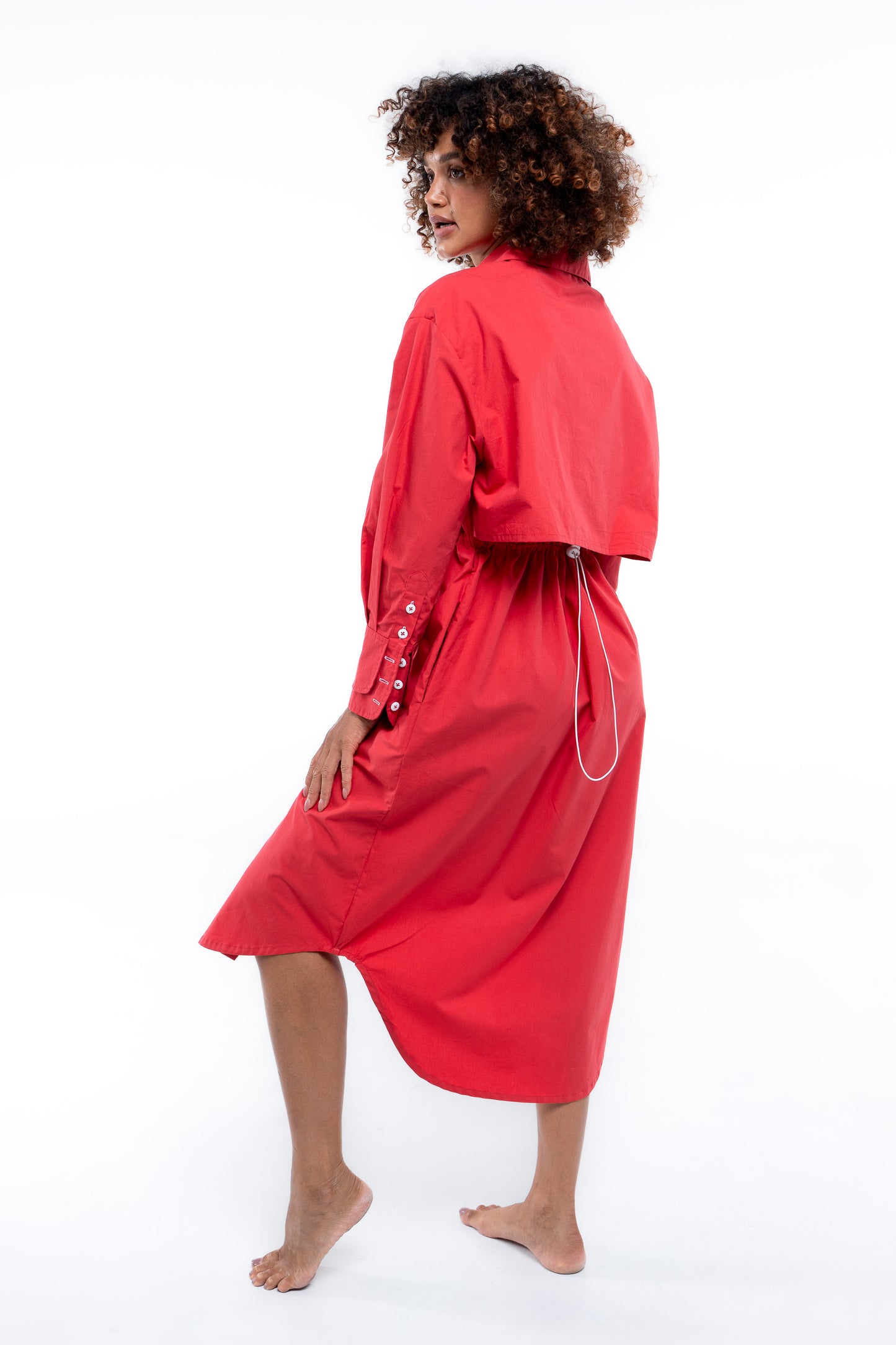 Clubhouse Shirtdress- Beacon Red
