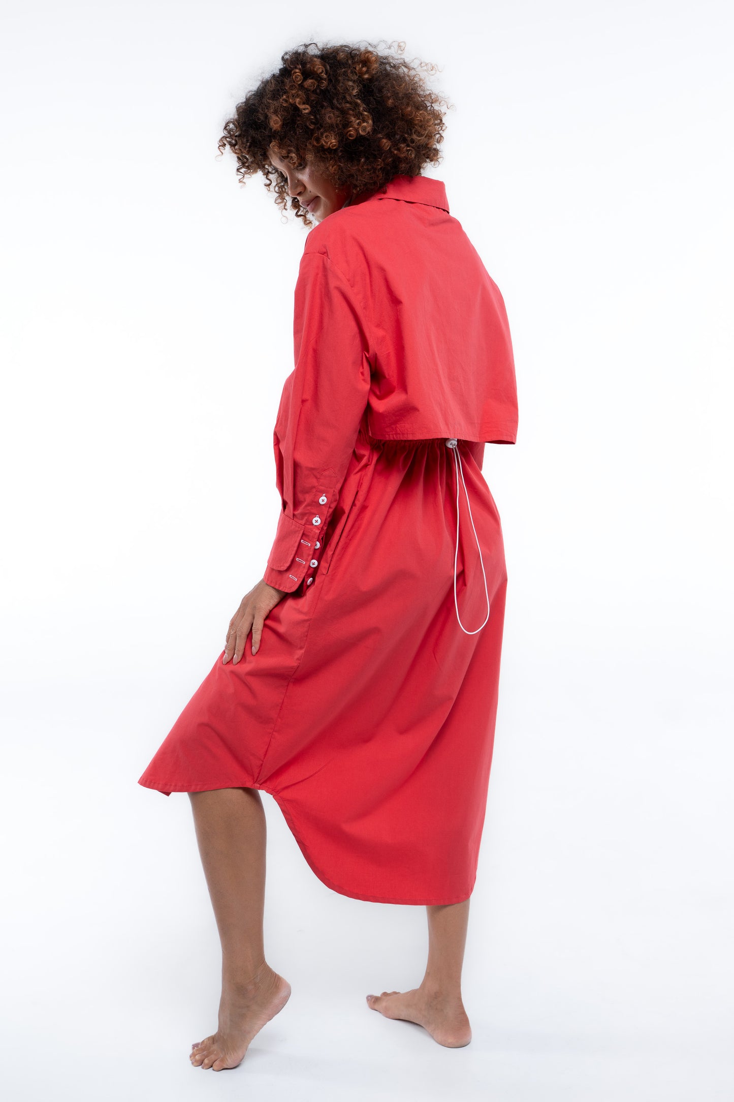 Clubhouse Shirtdress- Beacon Red