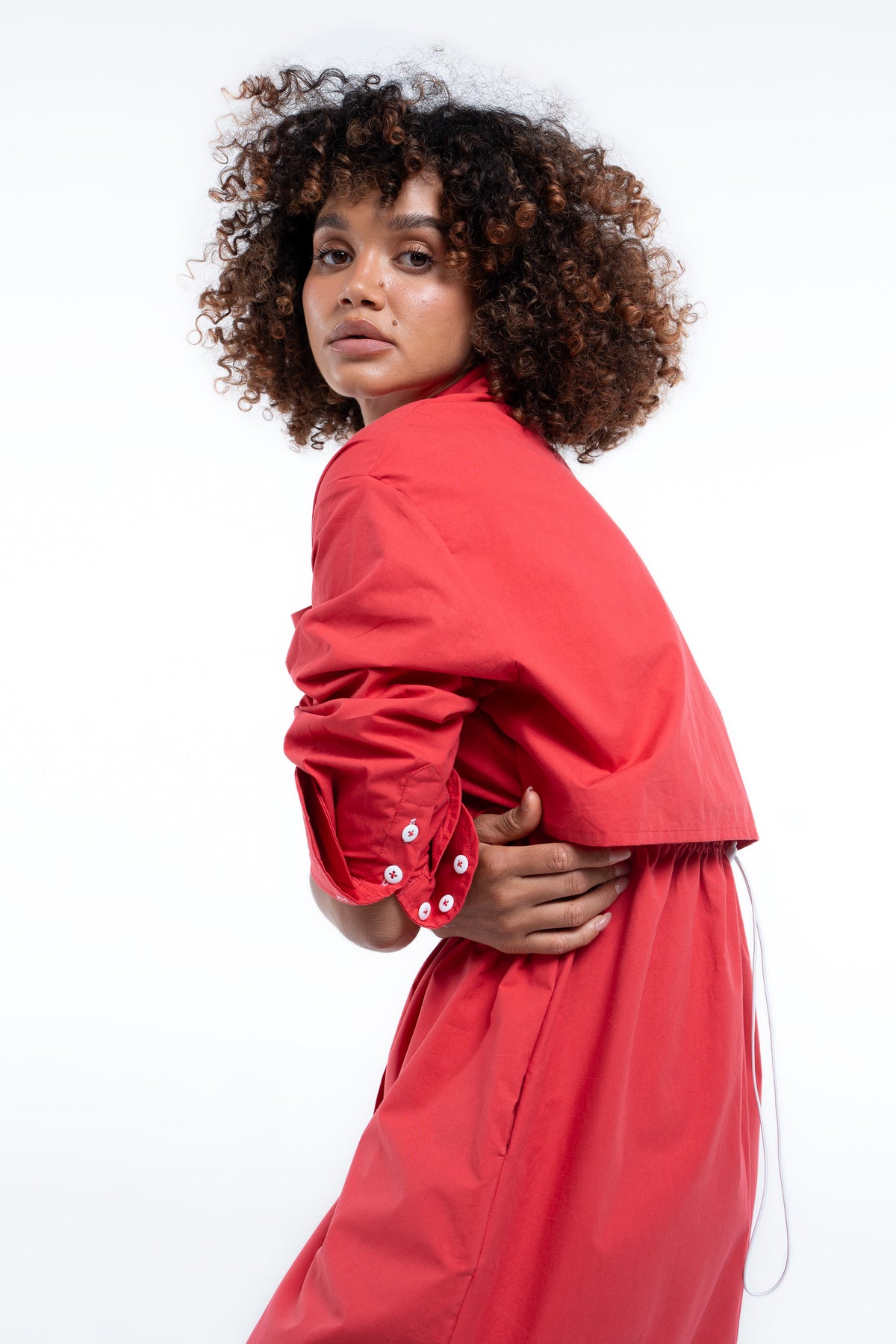 Clubhouse Shirtdress- Beacon Red
