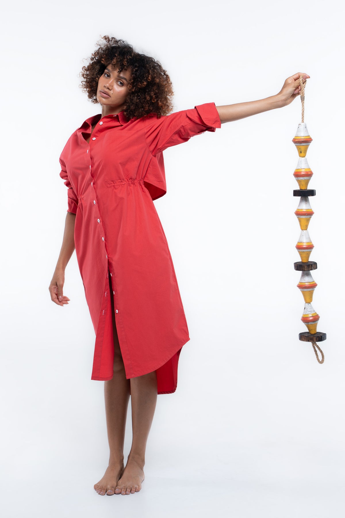 Clubhouse Shirtdress- Beacon Red