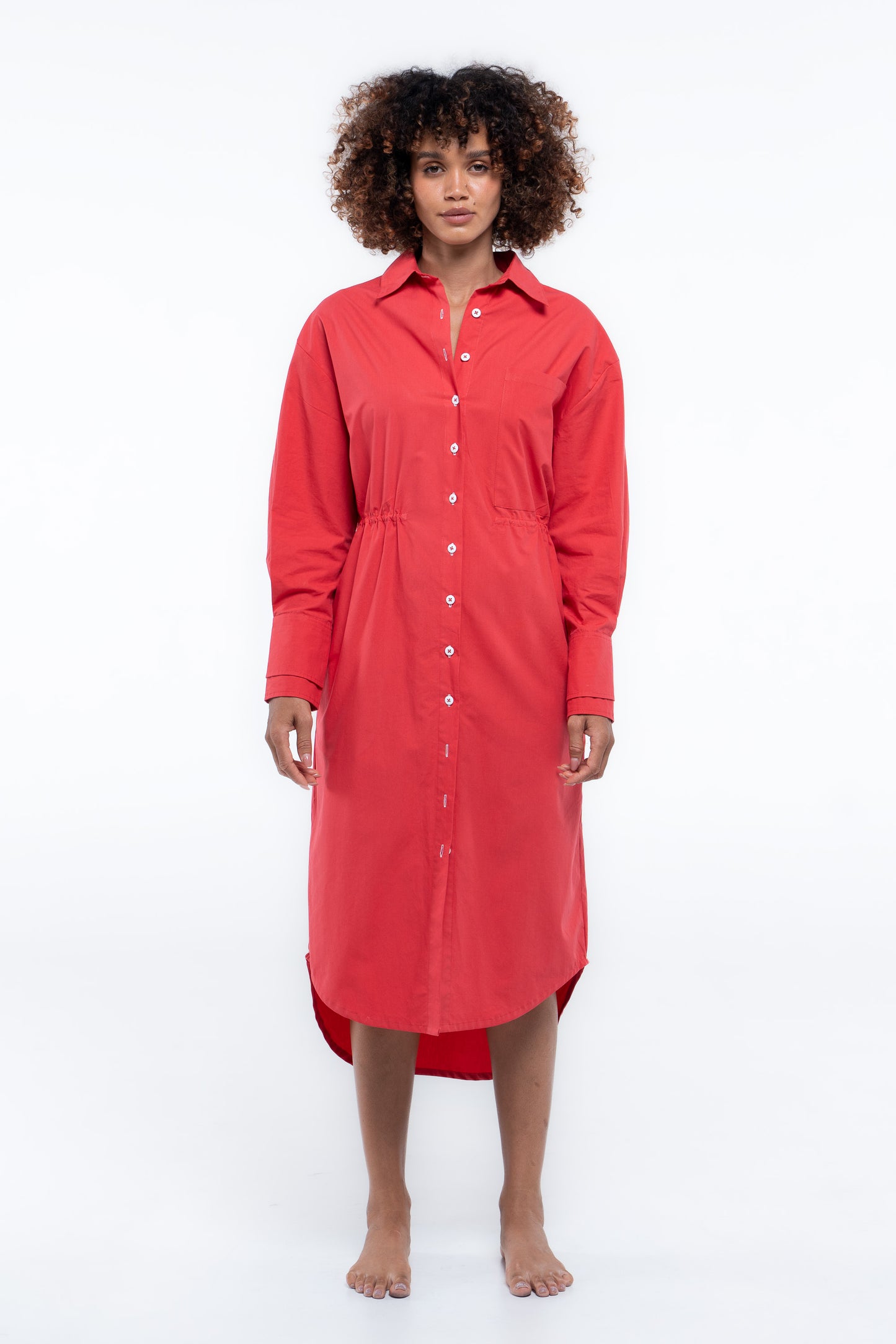 Clubhouse Shirtdress- Beacon Red