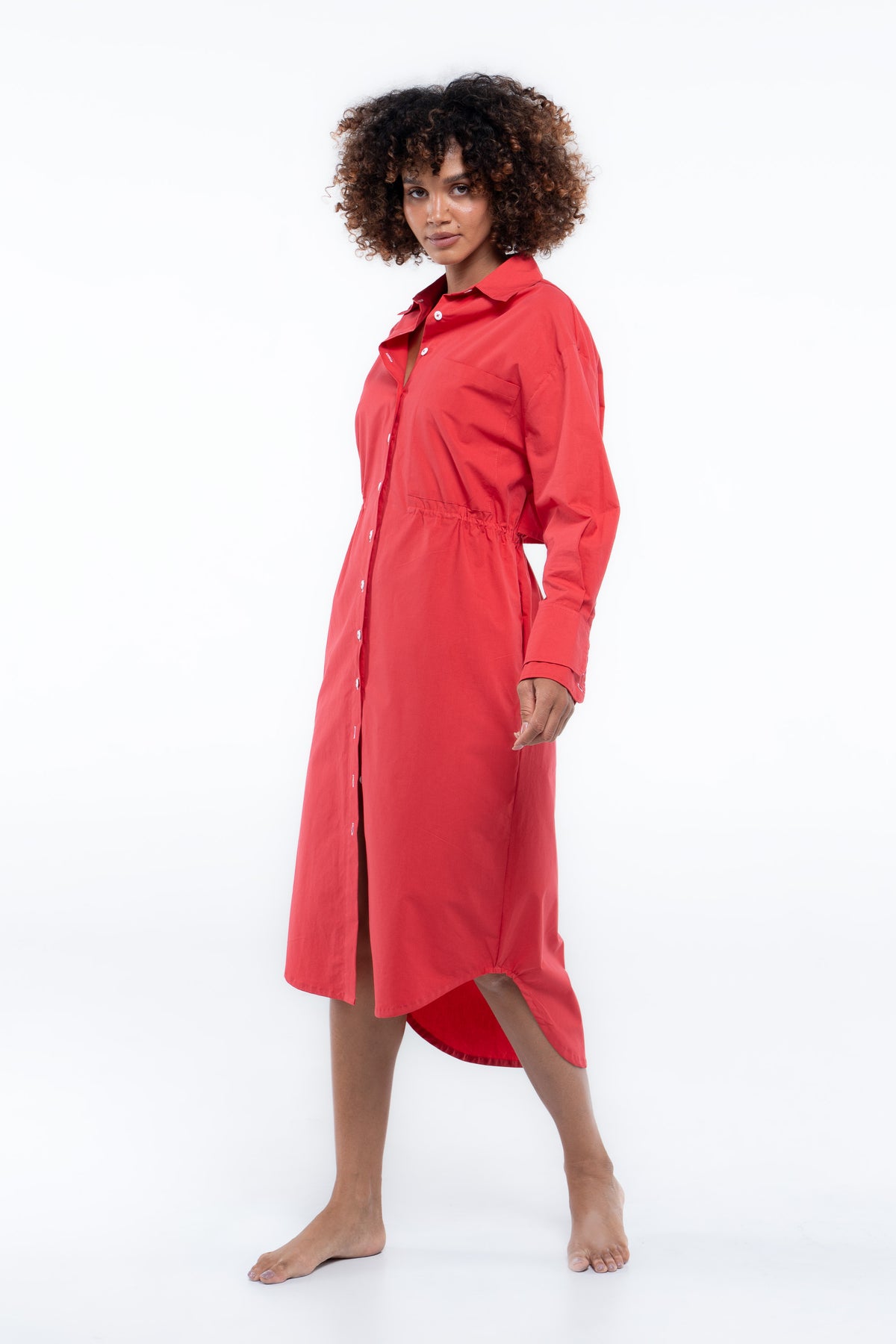 Clubhouse Shirtdress- Beacon Red