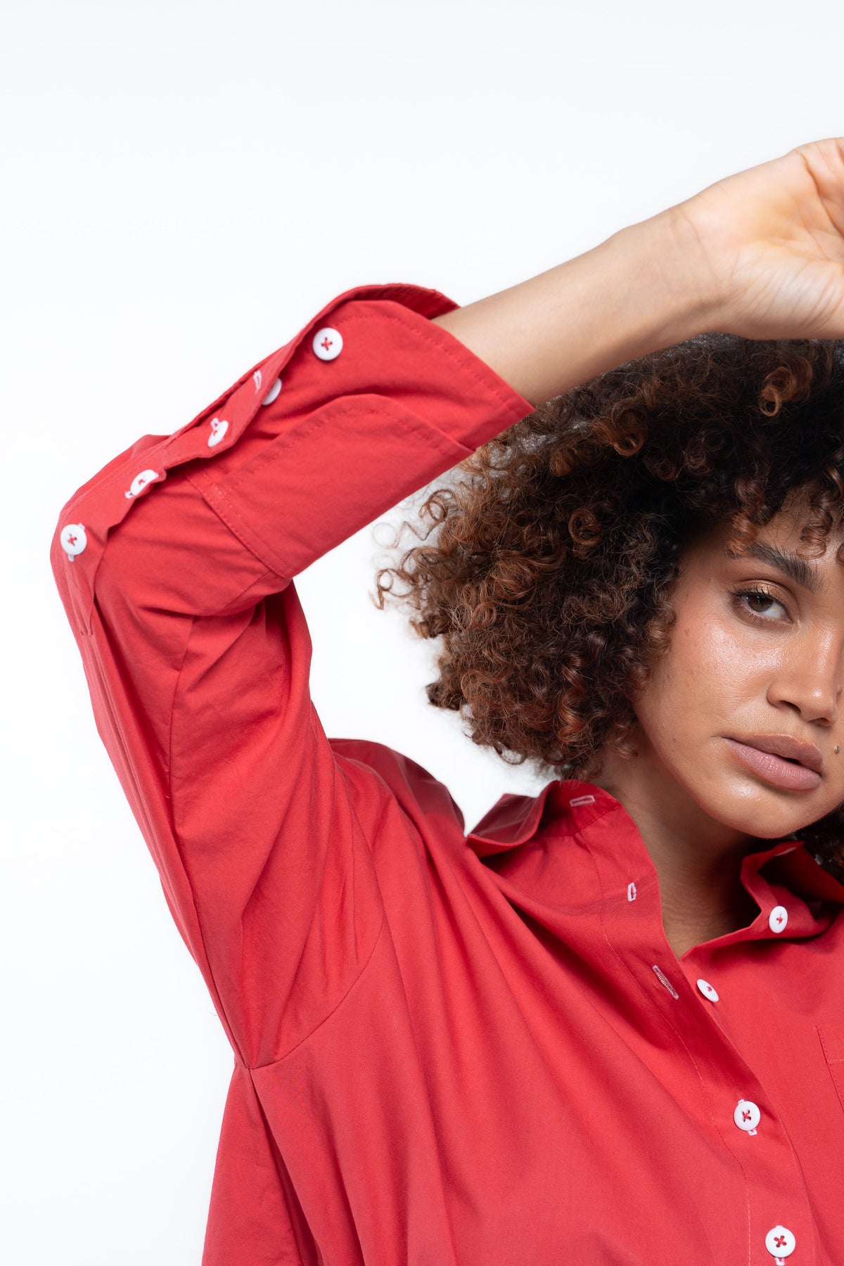 Clubhouse Shirtdress- Beacon Red