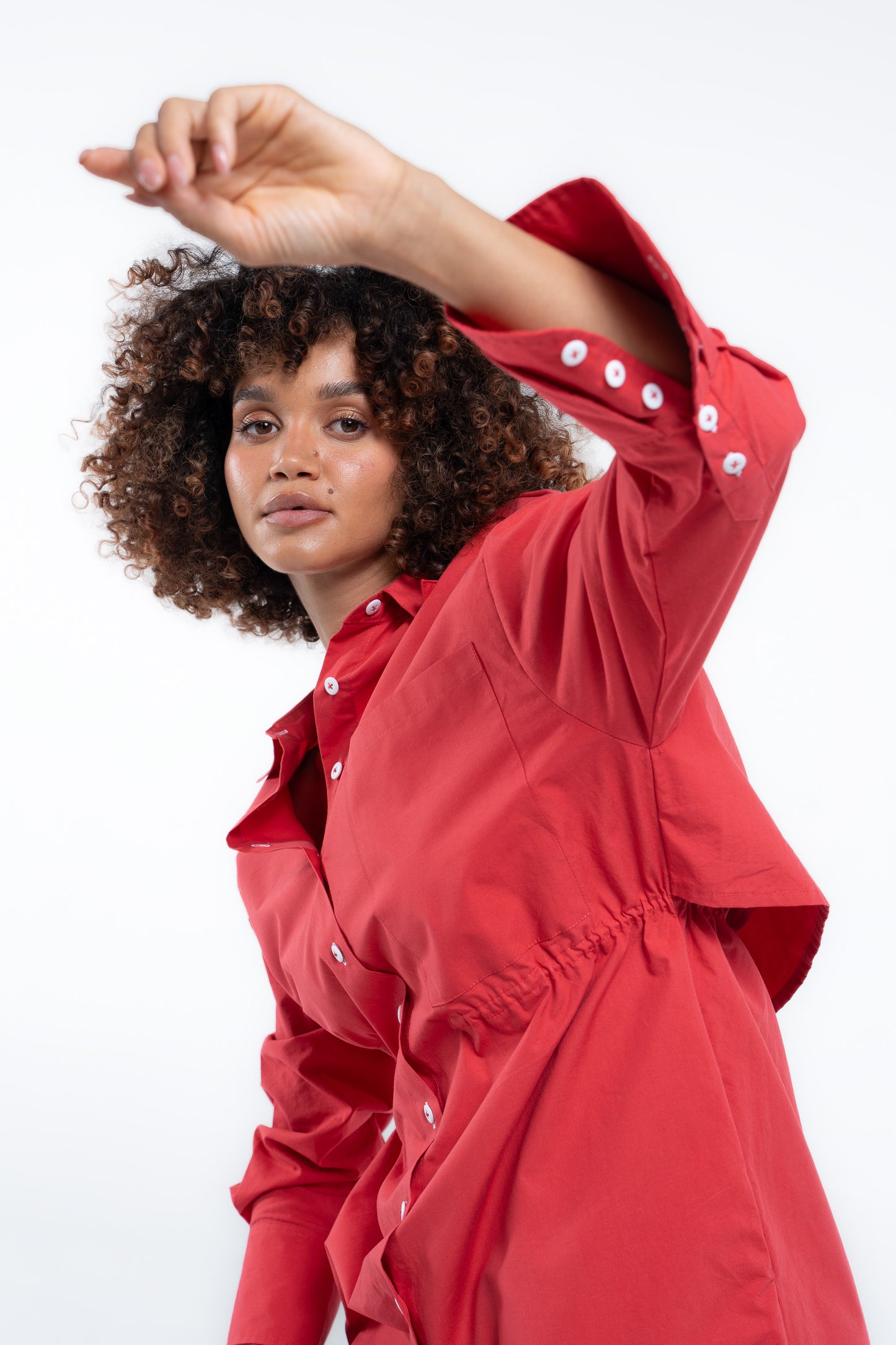 Clubhouse Shirtdress- Beacon Red