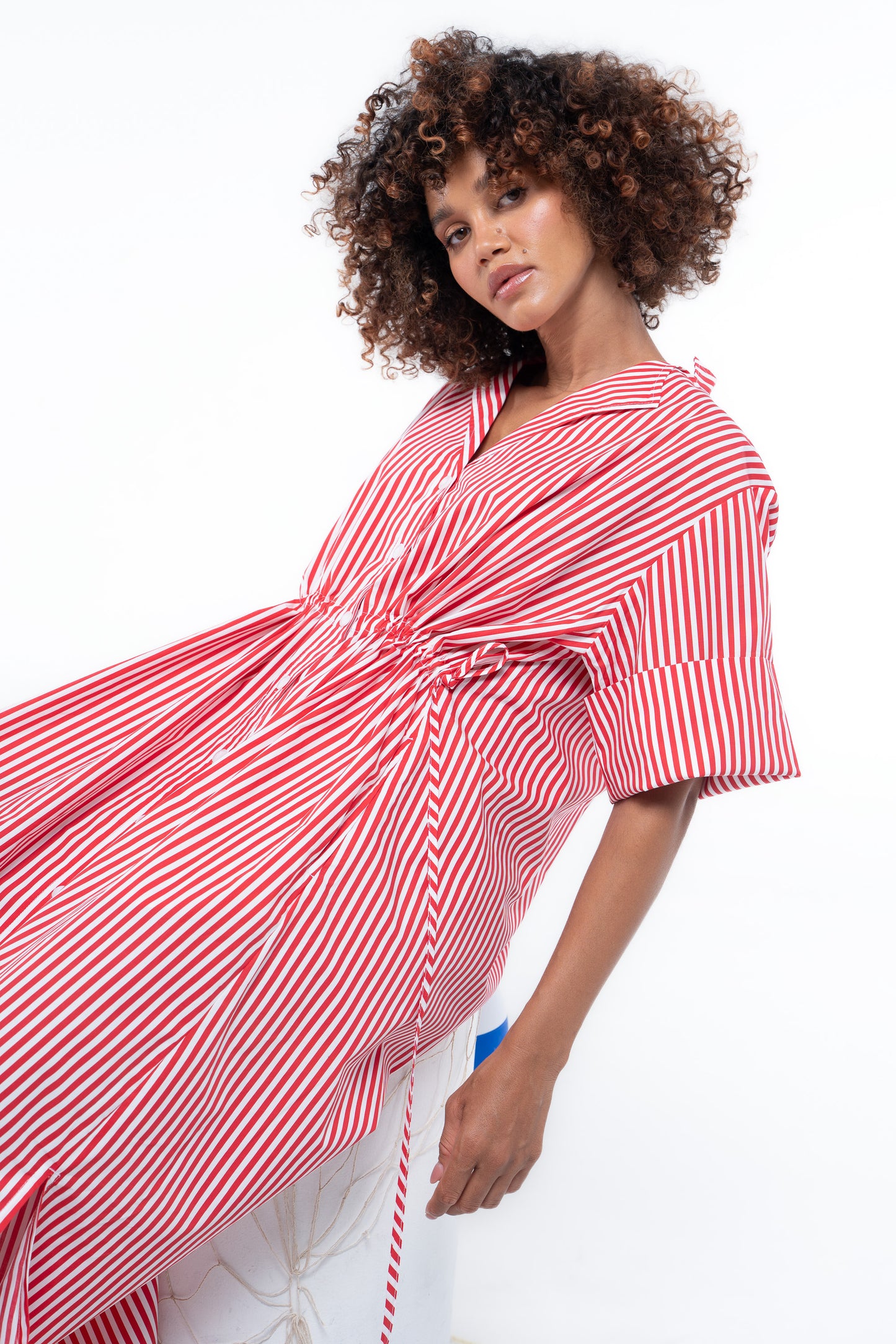 Leon Dress - Beacon Red stripe